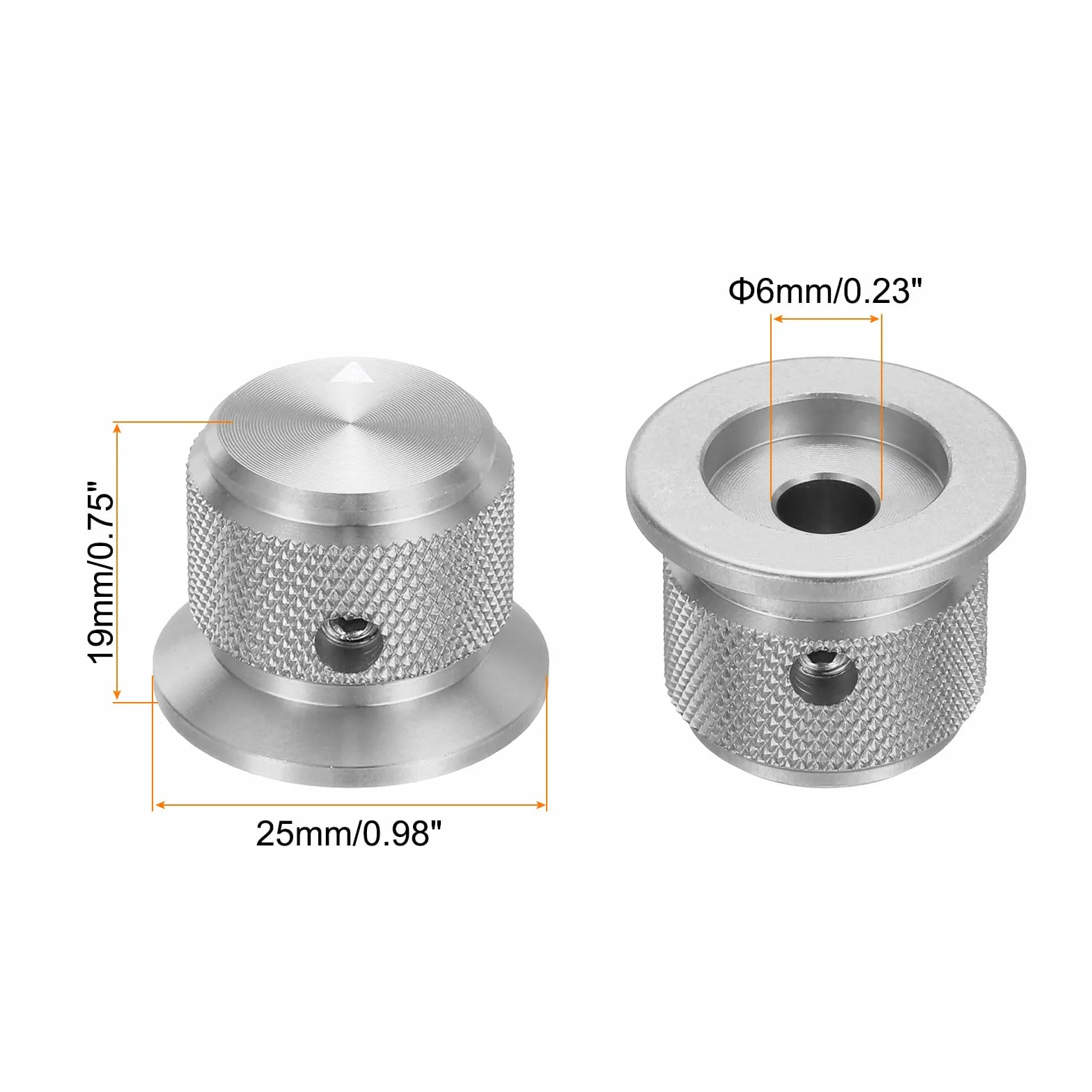 QUARKZMAN 3 sztuki aluminiowych przycisków potencjometru 1/4" (6 mm) pokrętła gitarowe uniwersalne pokrętła do regulacji głośności ze wskaźnikiem strzałki, regulator głośności do gitary basowej 3/4