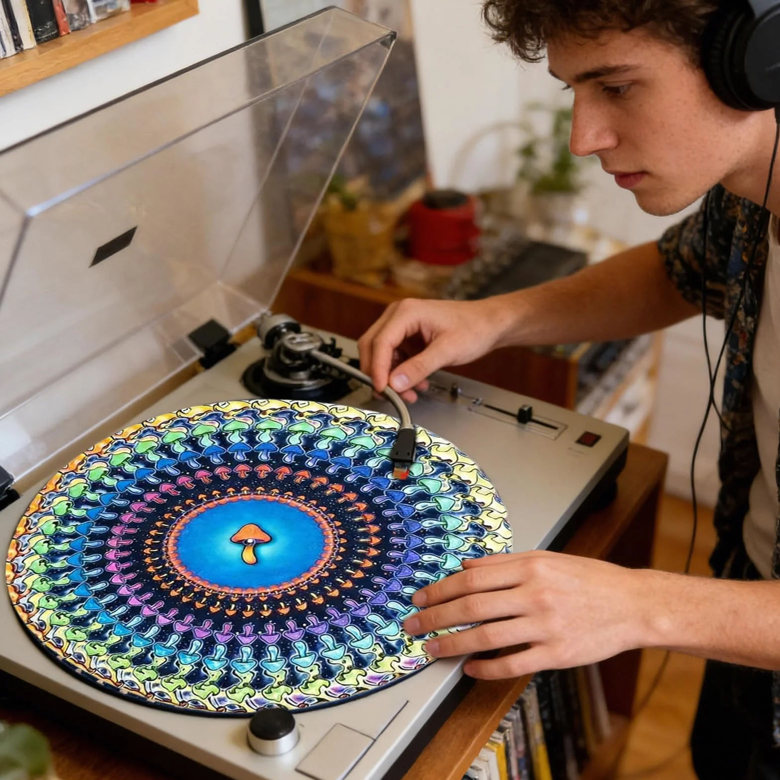 Slipmat do Płyt Winylowych | 30 Cm Slipmat Iluzja Optyczna,Zoetrope Mata Na Płyty Winylowe | Dla Djów Turntablistów Audiofiliów Miłośników Producentów Inżynierów Nagrań Studiów Muzycznych Klubów