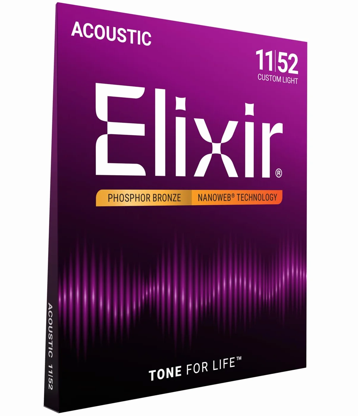 EliXir 16027 Acoustic Guitar Struny 6 Acoustic Fosforu Brąz Nanoweb Coating Custom Light