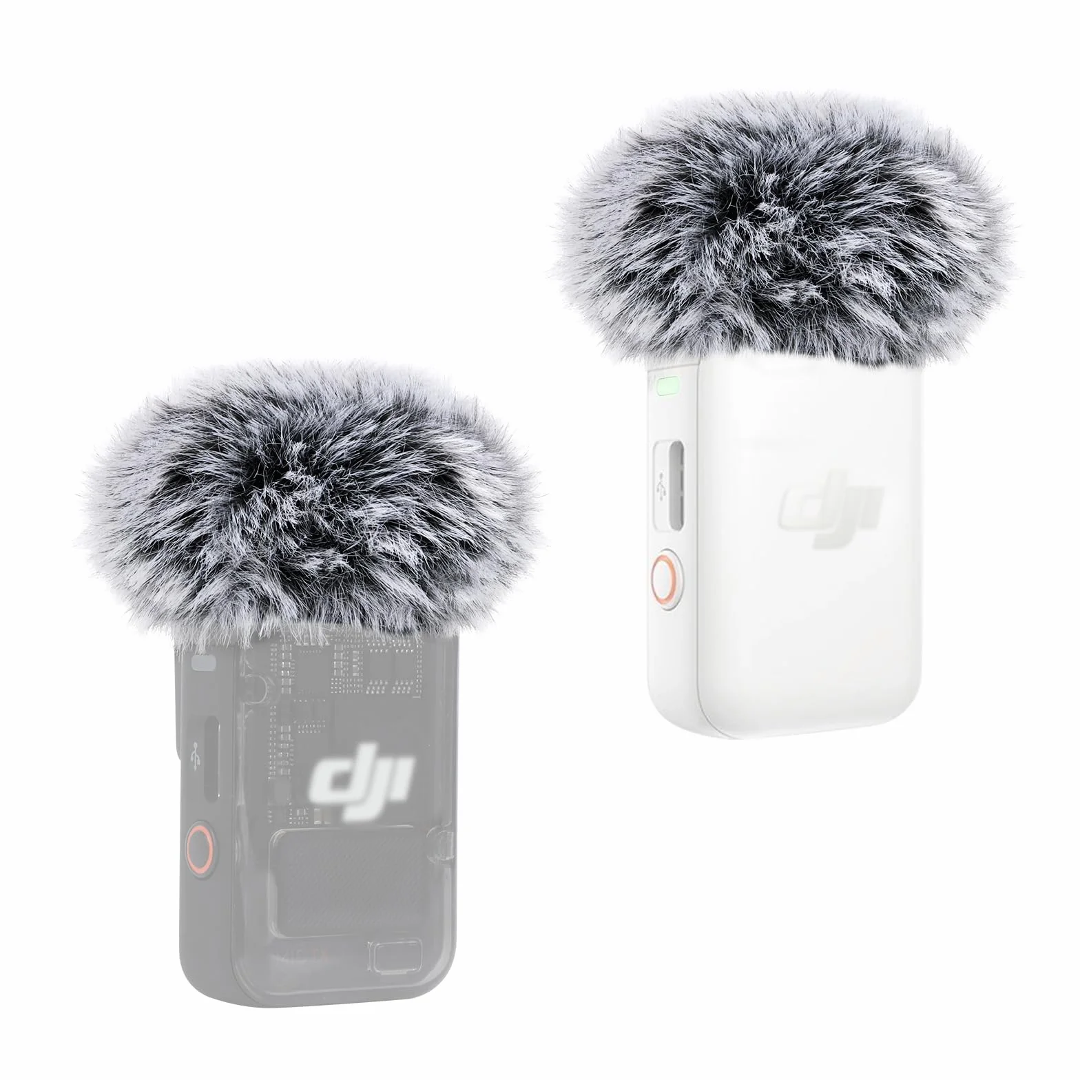 YOUSHARES DJI Mic 2 Mufka przeciwwiatrowa, 2 sztuki, futrzany mikrofon, przednia szyba do DJI Mic 2, bezprzewodowy mikrofon krawatowy do nagrywania rozmów kwalifikacyjnych (czarna)