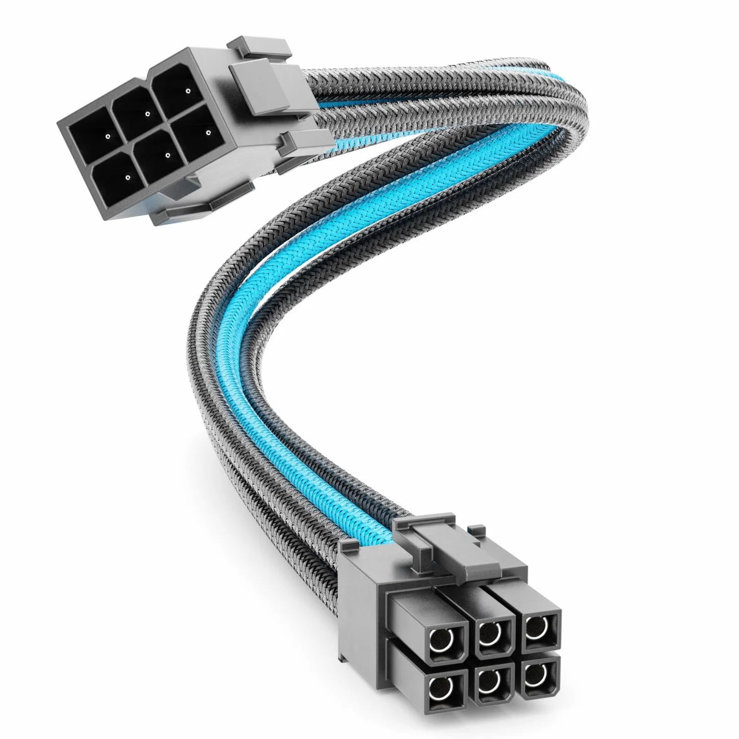 deleyCON 6 Pin PCI Express Karta Graficzna GPU Kabel Zasilający Przedłużacz 30cm - 18 AWG Zasilacz Komputerowy PC Nylonowa Wtyczka do Gniazda - Czarno-Niebieski