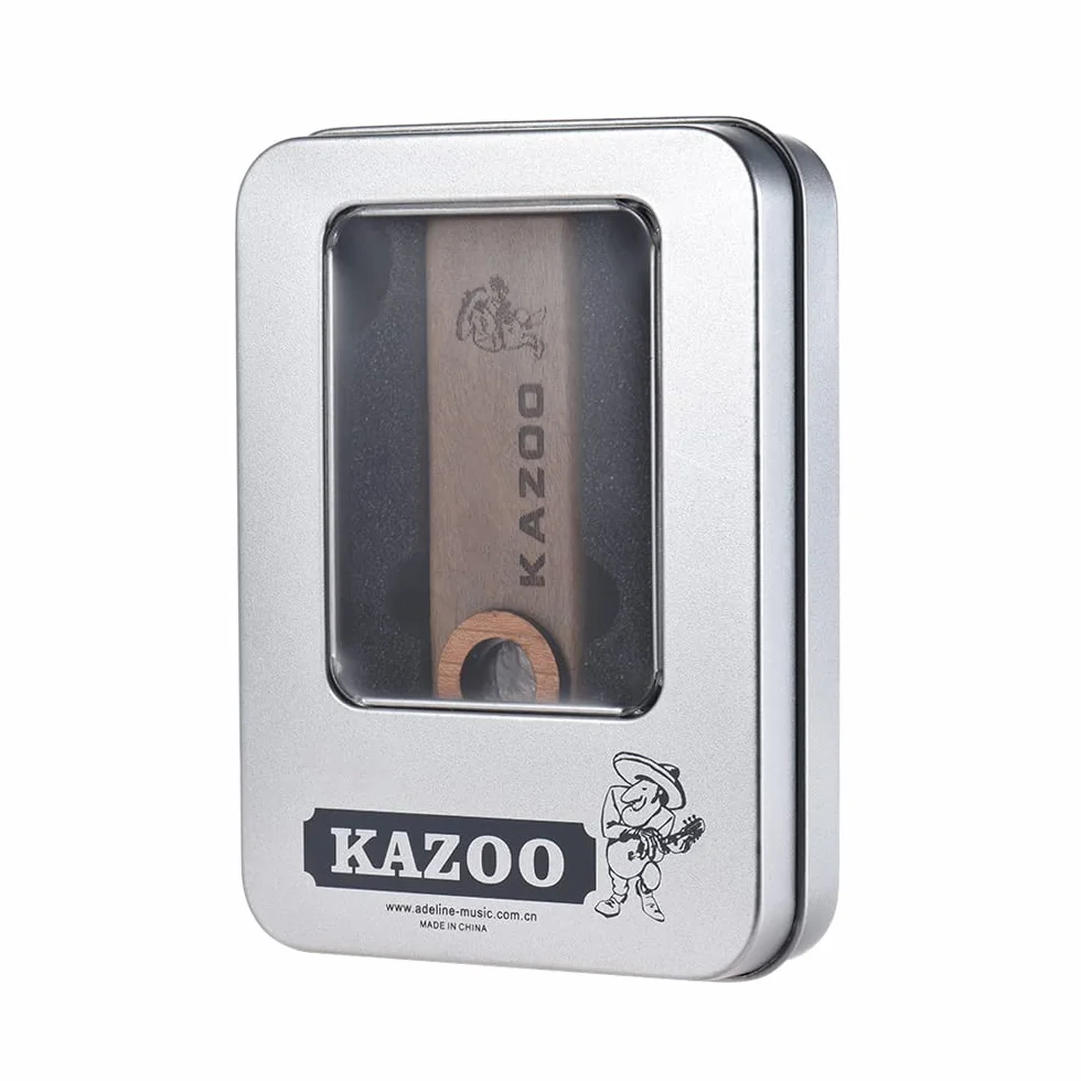 Btuty Kazoo, harmonijka drewniana, z metalowym pudełkiem dla miłośników muzyki