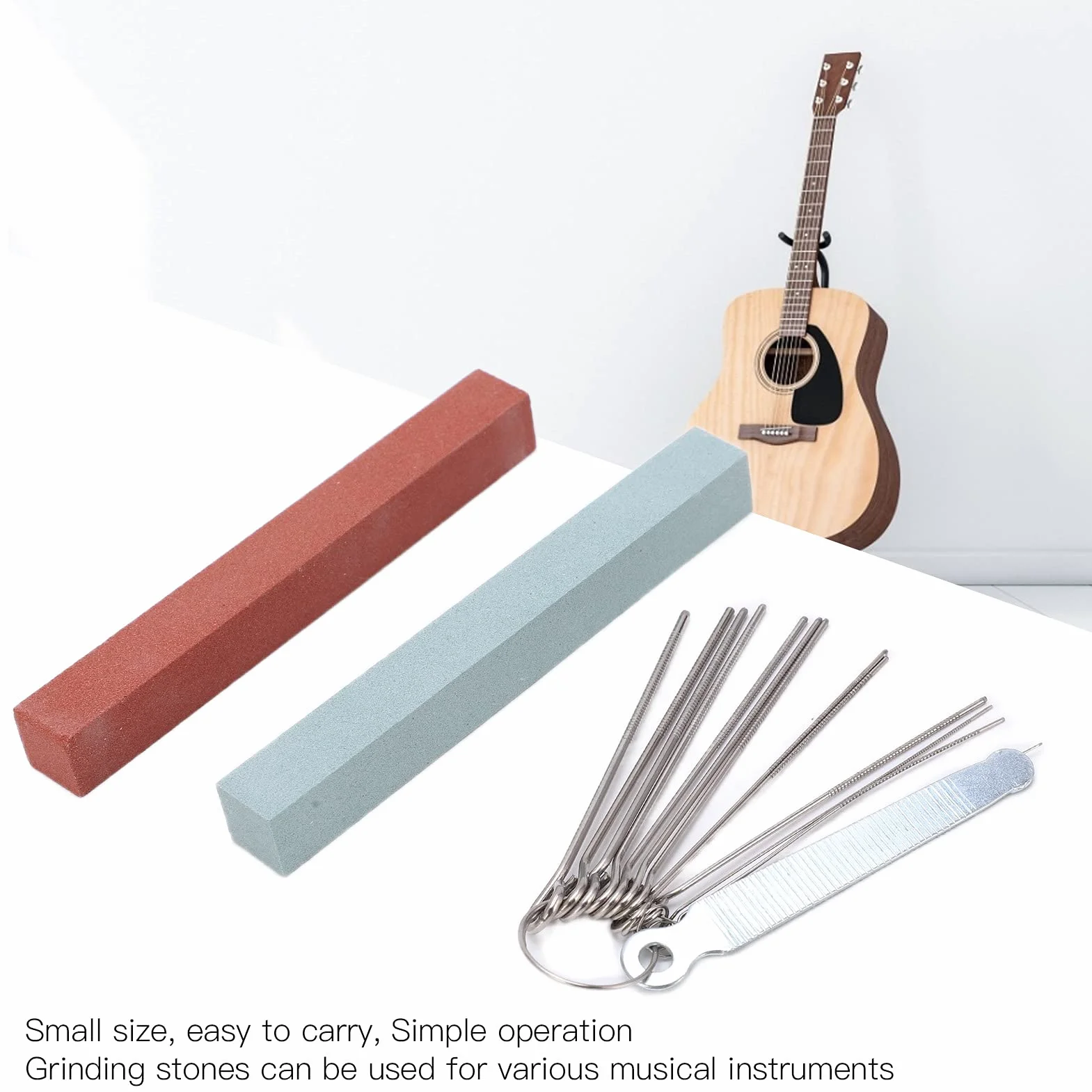 Narzędzia do Naprawy Gitary Guitar Bridge Saddle Nut Files z Kamieniem Szlifierskim Profesjonalne Polerowanie Akcesoria do Konserwacji Instrumentów Muzycznych(M02802)