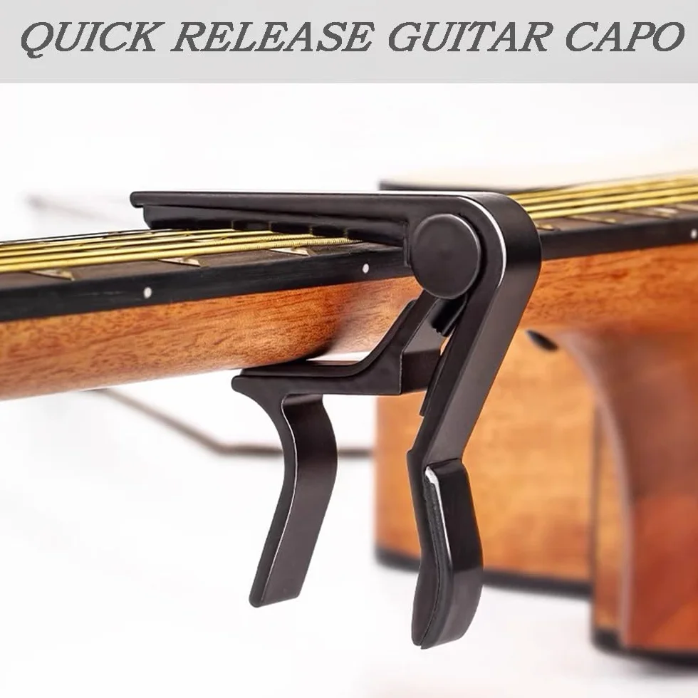 DAZISEN Kapupo Gitarowy z 5 Kostkami Gitarowymi - Quick Release Capotastos Capo Clamp do Gitary Klasycznej, Gitary Elektrycznej, Ukulele, Basu, Czarny