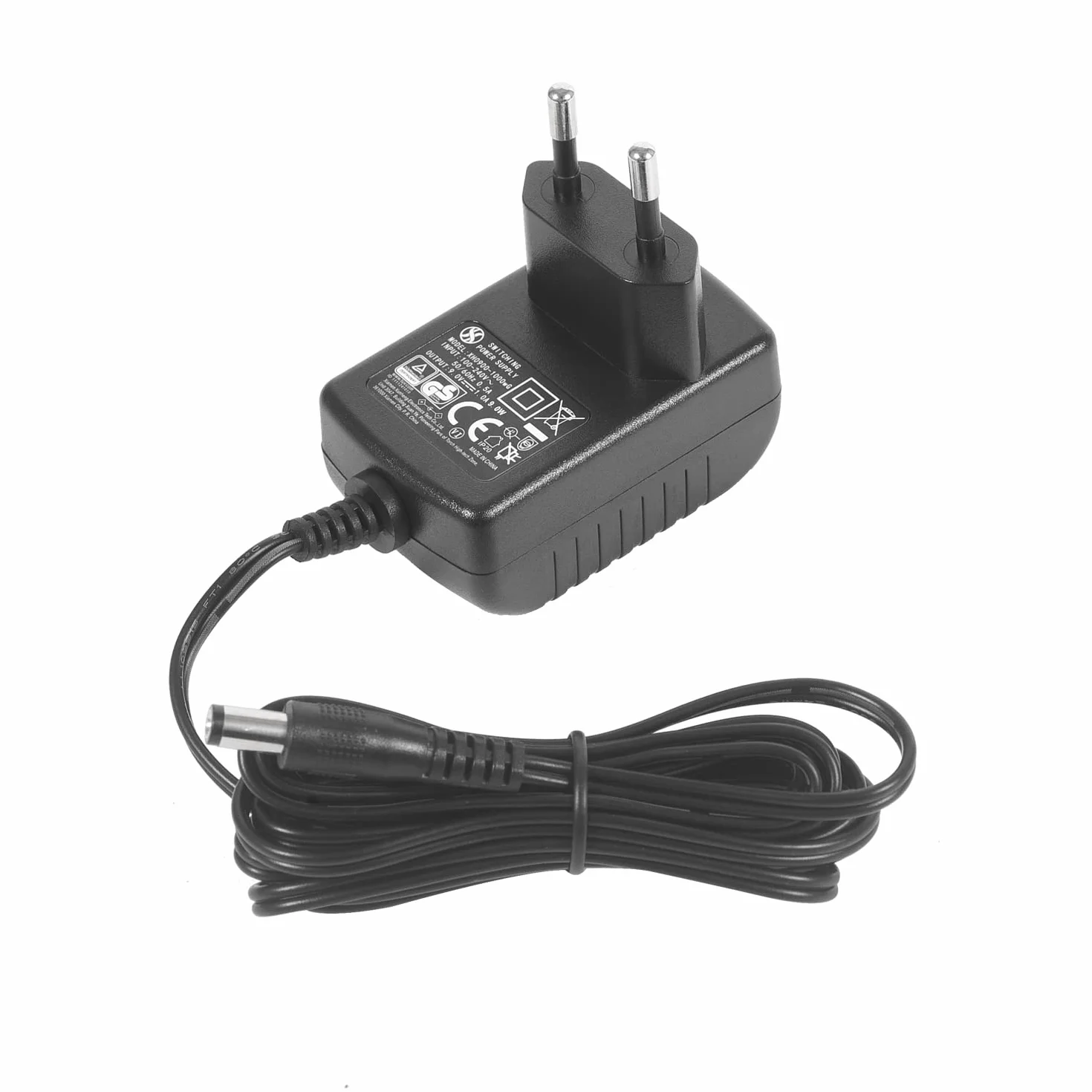 gitarowy 9V DC 1A adapter zasilający, z 5-ścieżkowym kablem Daisy Chain, do pedału efektu gitarowego, ujemny środem,