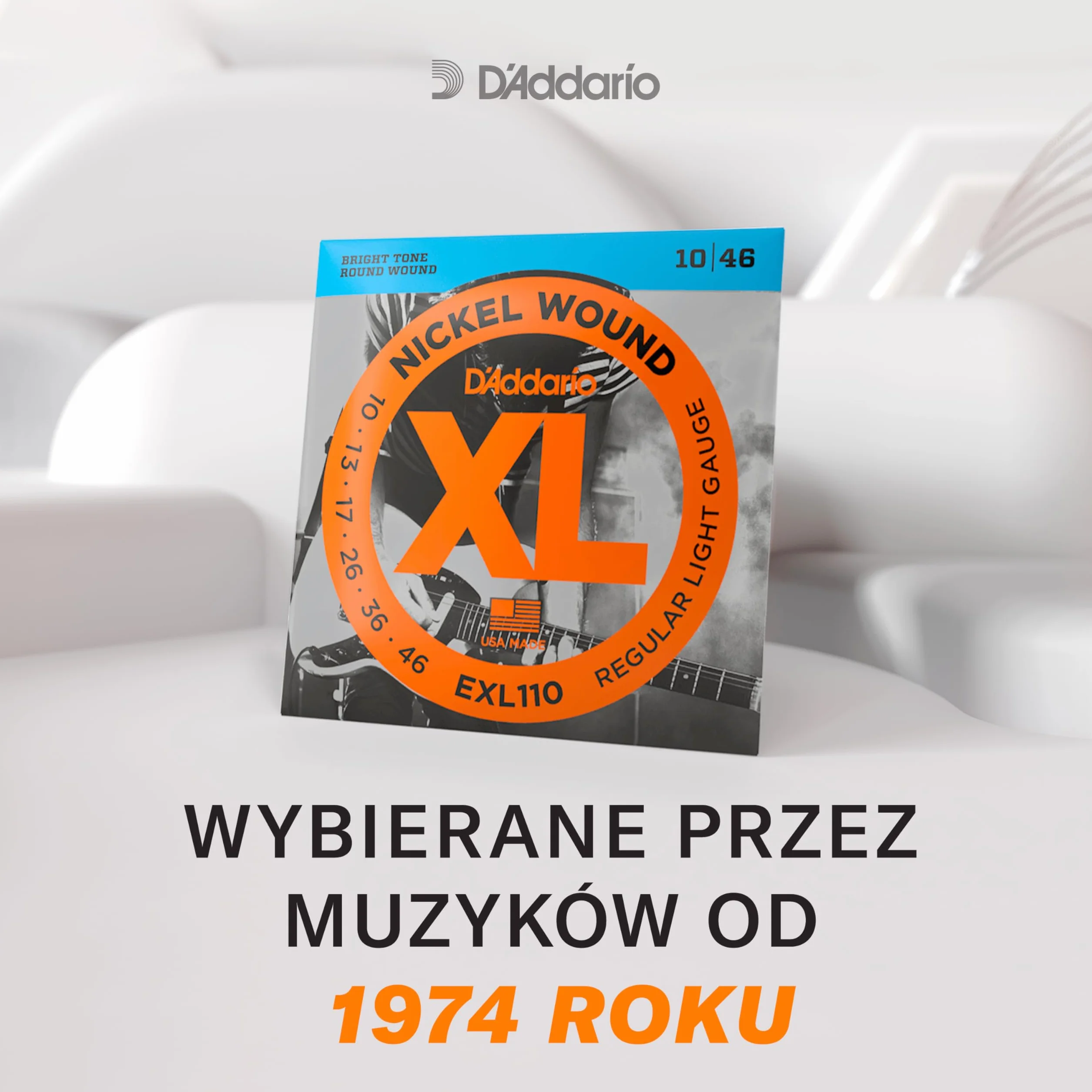 Struny do gitary elektrycznej D'Addario EXL117 Nickel Wound, średnia góra/bardzo ciężki dół, 11-56