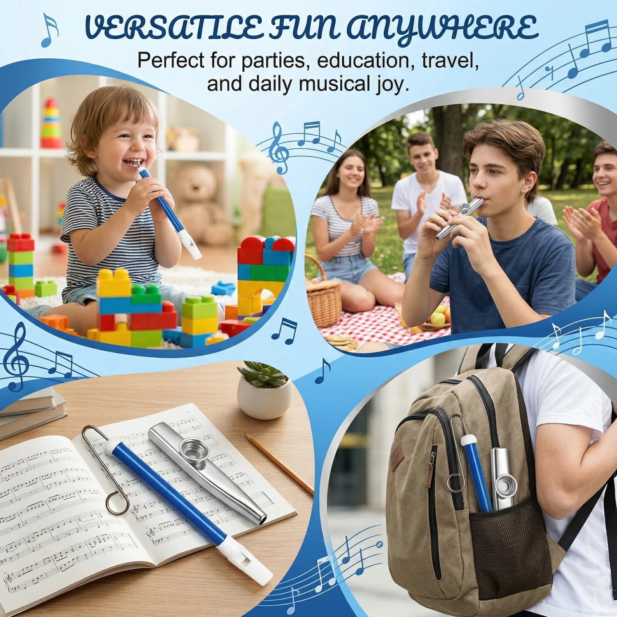 2 szt. Kazoos metalowe, slajdy slajdów, Kazoo Instrument, metalowy flet przesuwny z prętami ze stali nierdzewnej, flet lotosu dla dzieci, profesjonalny instrument muzyczny dla