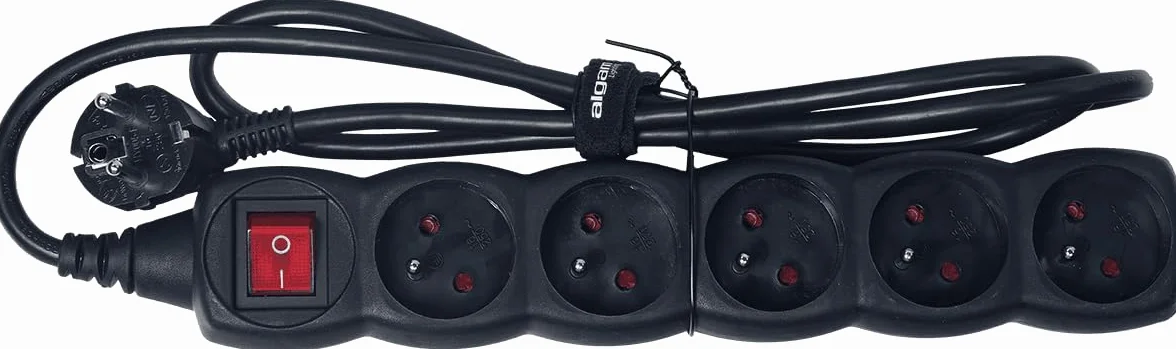 ALGAM LIGHTING Listwa zasilająca 5-drożna, z wyłącznikiem ogólnym, 1,2 m, IP20