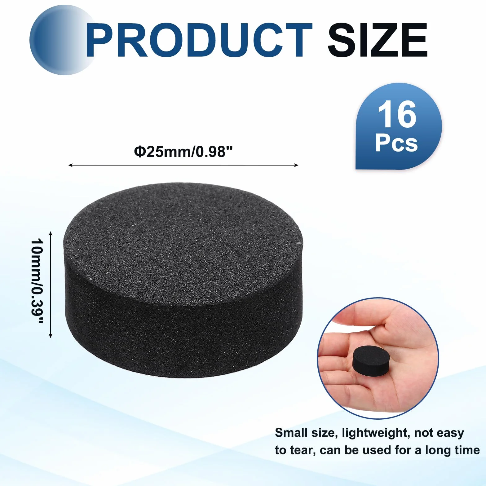 QUARKZMAN 16 sztuk jednostronnych nóżek izolacyjnych głośników, 25 mm x 10 mm, antypoślizgowa piankowa podkładka pod nóżki do głośników HiFi kina domowego, czarna