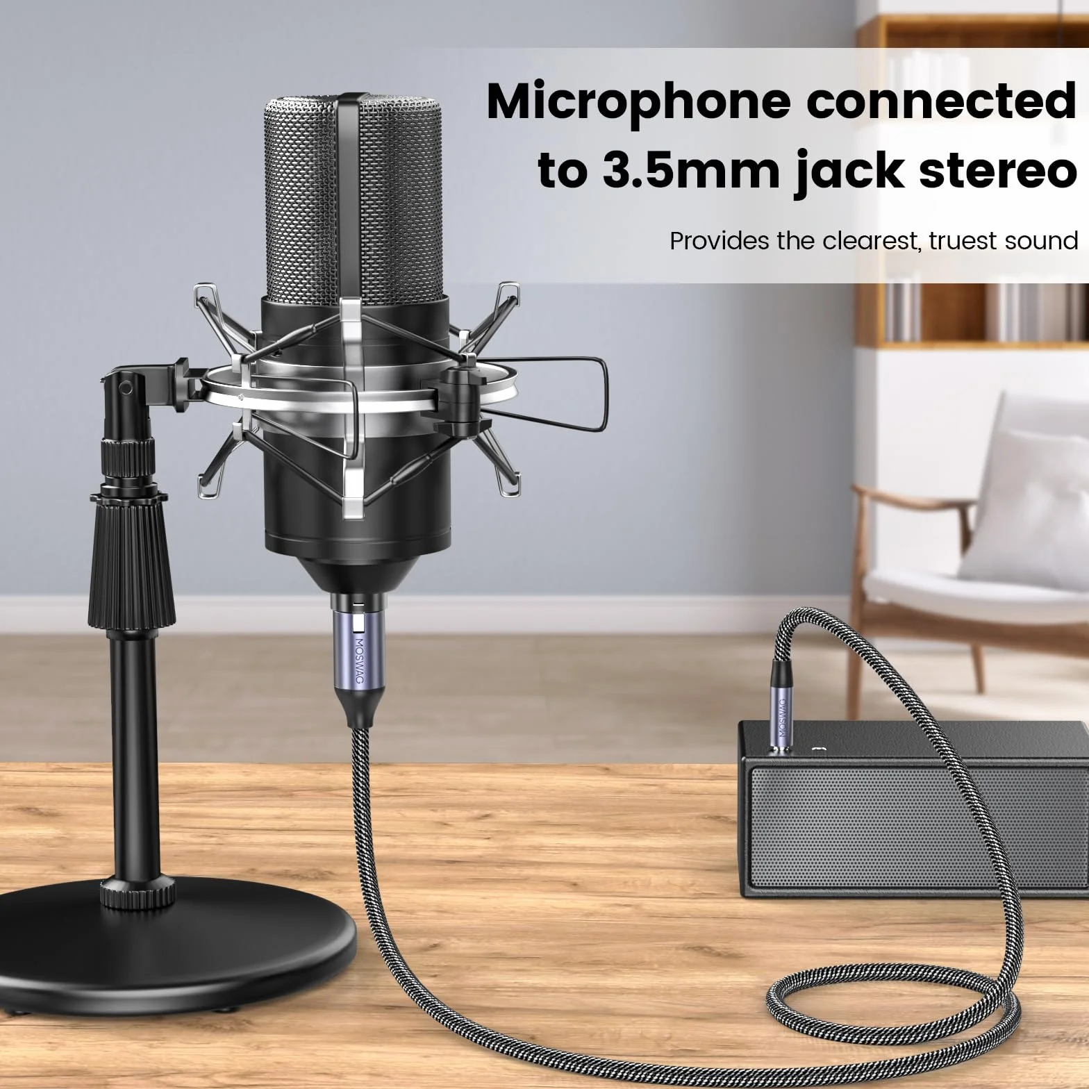 MOSWAG XLR (żeński) na jack 3,5 mm, kabel mikrofonowy 3,5 mm TRS do XLR, żeński 3-pinowy kabel mikrofonowy kompatybilny z głośnikami, mikrofonem (2 m)