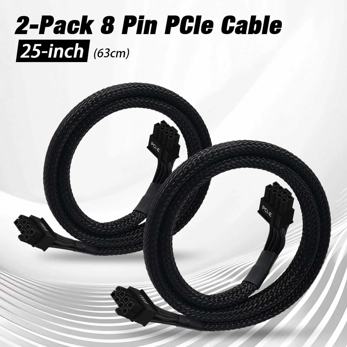 COMeap Adapter do kabli zasilających PCIe 8 Pin na 8 Pin (6+2), Pleciony specjalny kabel dla zasilaczy EVGA, długość 63 cm, opakowanie 2 sztuki