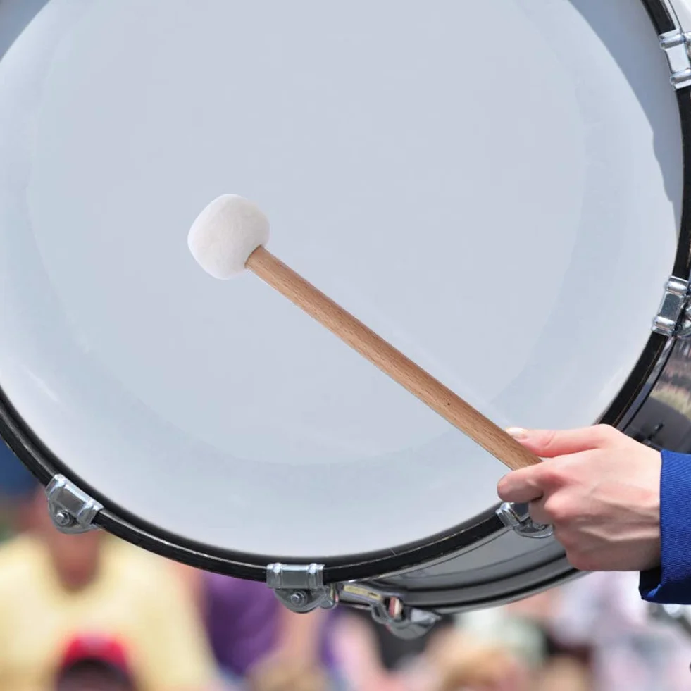 Młotek Młotkowy, 2 szt. Zestaw Młotków Perkusyjnych z Miękkiego Filcu Biały Filc Kotły Werbel Akcesoria do Instrumentów Muzycznych Pałeczki do Kotłów dla Dorosłych Pałki do