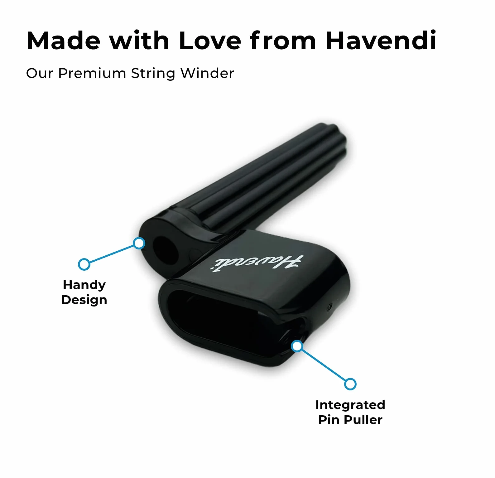HAVENDI® Korba strunowa premium z 3 kostkami i ściereczką do czyszczenia gitary | wrzeciono do szybszej wymiany strun. Gitara westernowa, gitara akustyczna akumulatorowa, gitara koncertowa i gitara elektryczna