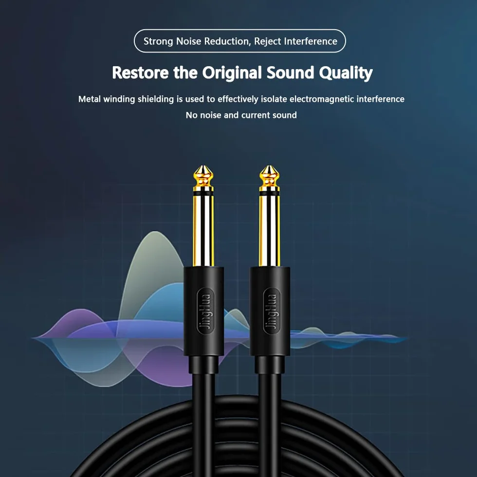 Profesjonalny kabel audio Jack, kabel do gitary elektrycznej 6,35 mm męski na męski 6,35 mm do podłączenia instrumentów muzycznych, basów elektrycznych, klawiatur, wzmacniaczy, mikserów, gitar i