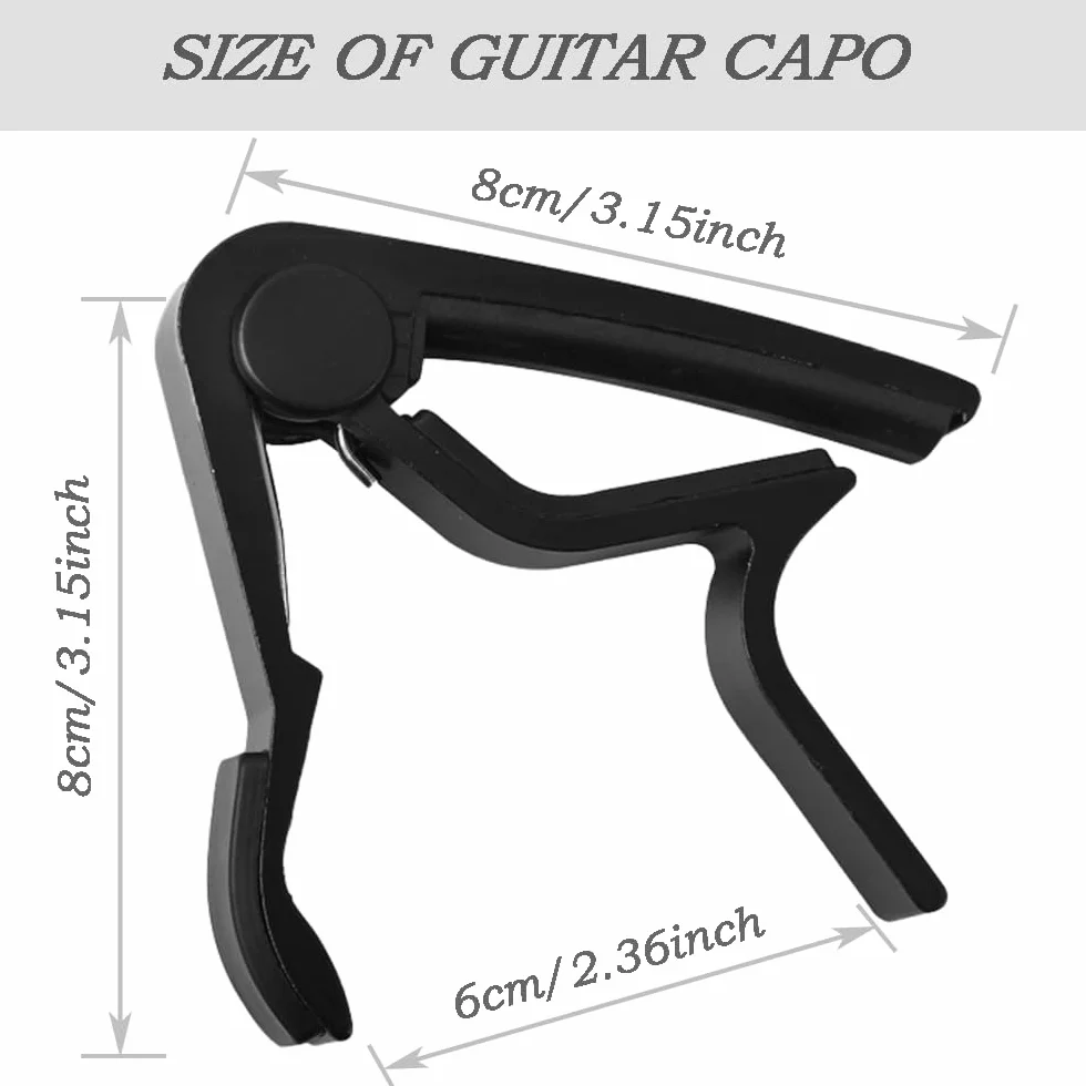 DAZISEN Kapupo Gitarowy z 5 Kostkami Gitarowymi - Quick Release Capotastos Capo Clamp do Gitary Klasycznej, Gitary Elektrycznej, Ukulele, Basu, Czarny