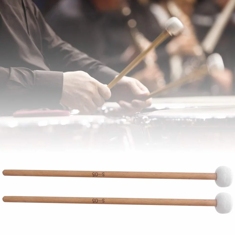 Młotek Młotkowy, 2 szt. Zestaw Młotków Perkusyjnych z Miękkiego Filcu Biały Filc Kotły Werbel Akcesoria do Instrumentów Muzycznych Pałeczki do Kotłów dla Dorosłych Pałki do