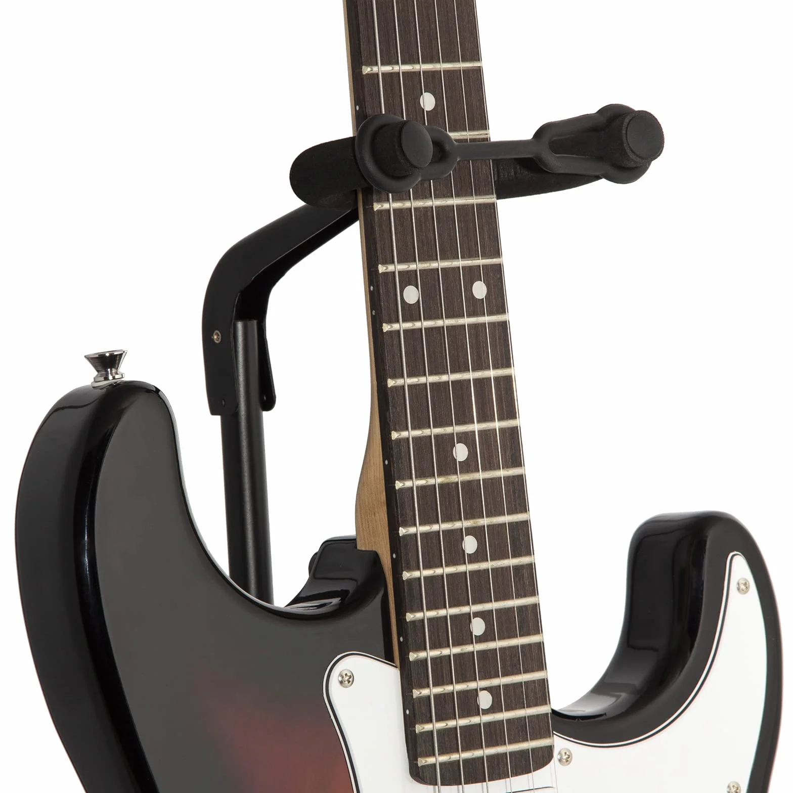 Tiger stojak na gitarę elektryczną, czarny przenośny, składany stojak na gitarę z podpórką na szyję