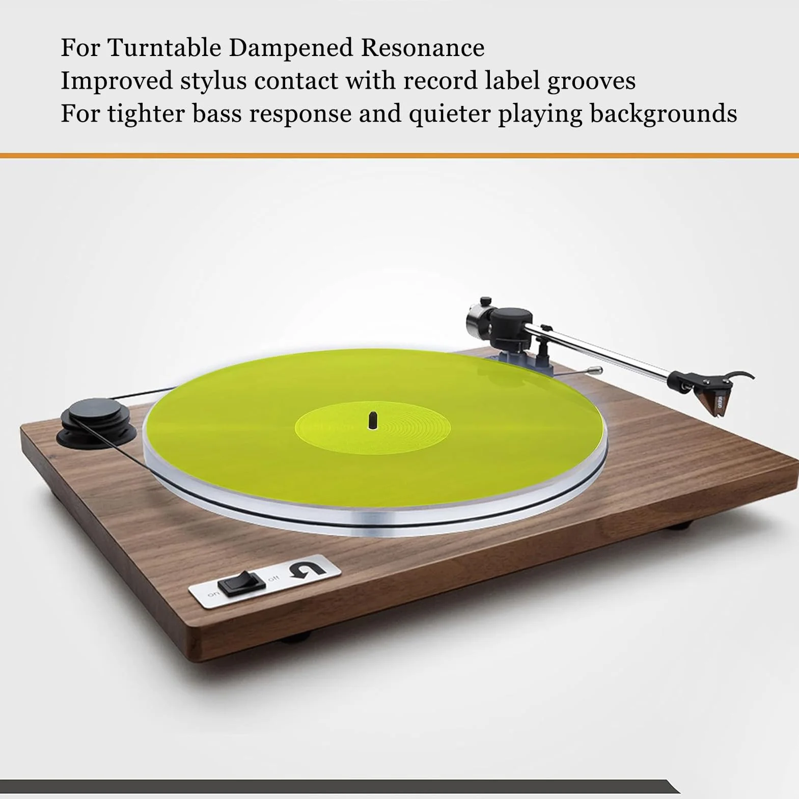 Akrylowa Mata Pod Gramofon, Mata Pod Talerz Gramofonu do 12-calowego Gramofonu, Mocniejsza jakość Basu, Redukcja Szumów Płyta Slipmat 300x300x3mm (Przezroczysty żółty)