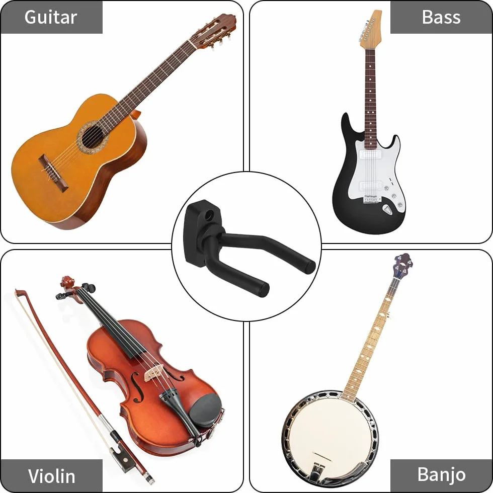 Newaner Haki gitarowe Stojak na gitarę Uchwyt ścienny do gitary akustycznej, klasycznej gitary, gitary elektrycznej, basu, ukulele (3 sztuki)