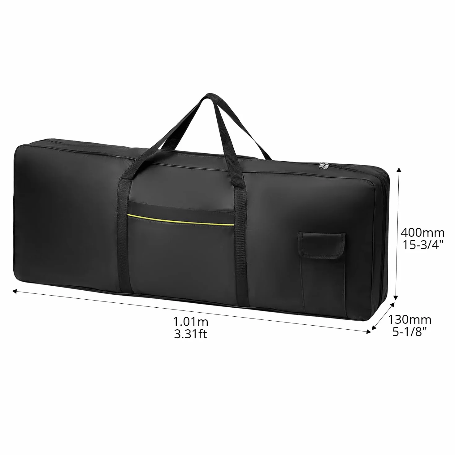 QWORK 61-klawiszowa obudowa klawiatury, 600D Oxford 100x39x13cm przenośna torba na pianino z kieszeniami zewnętrznymi