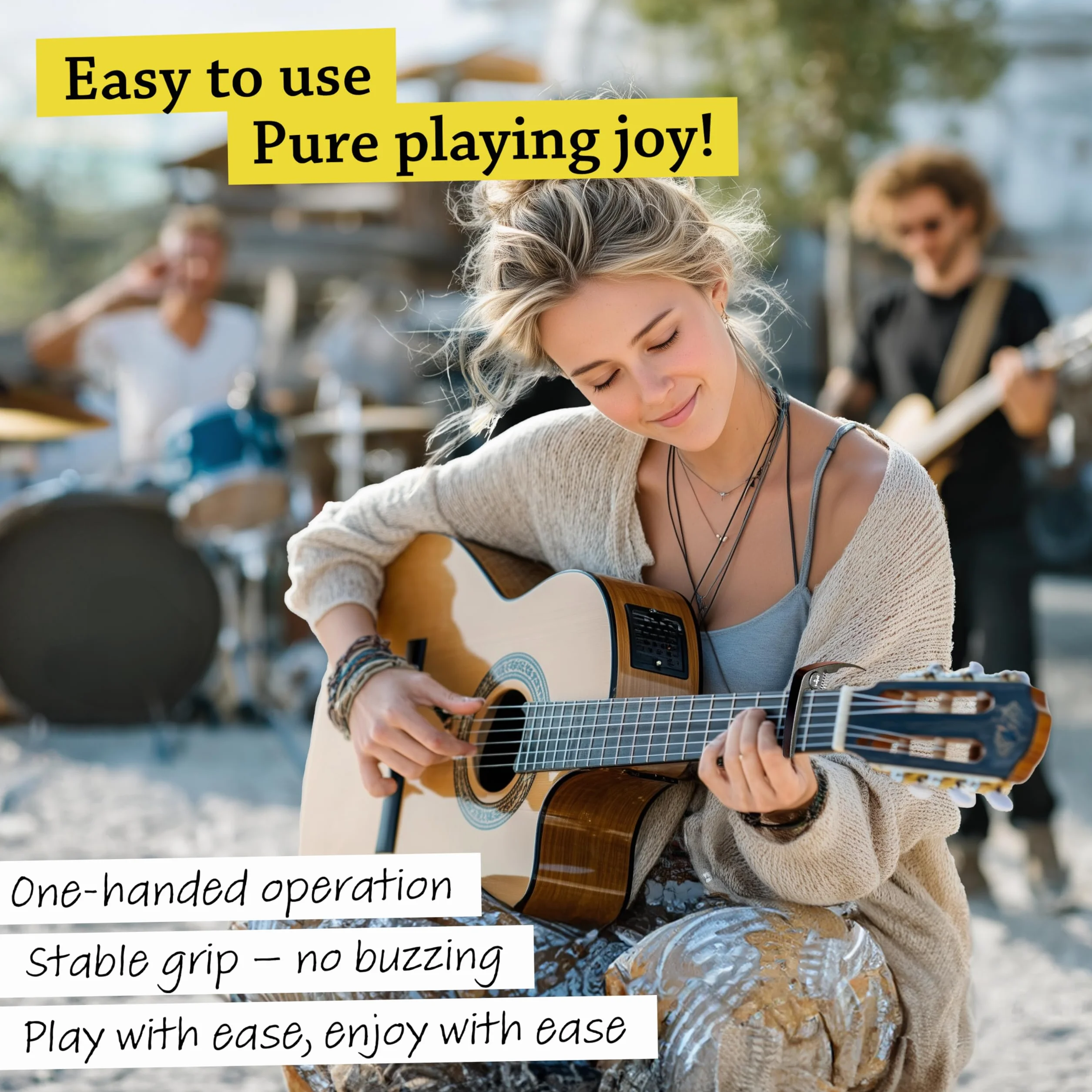 BELFORT® Oryginalny kapodaster QuickPitch do gitary + 3 kostki + gratis eBook ☆ Dziecinnie łatwa obsługa ☆ Capo do gitary – gitara westernowa, akustyczna, koncertowa, elektryczna i ukulele