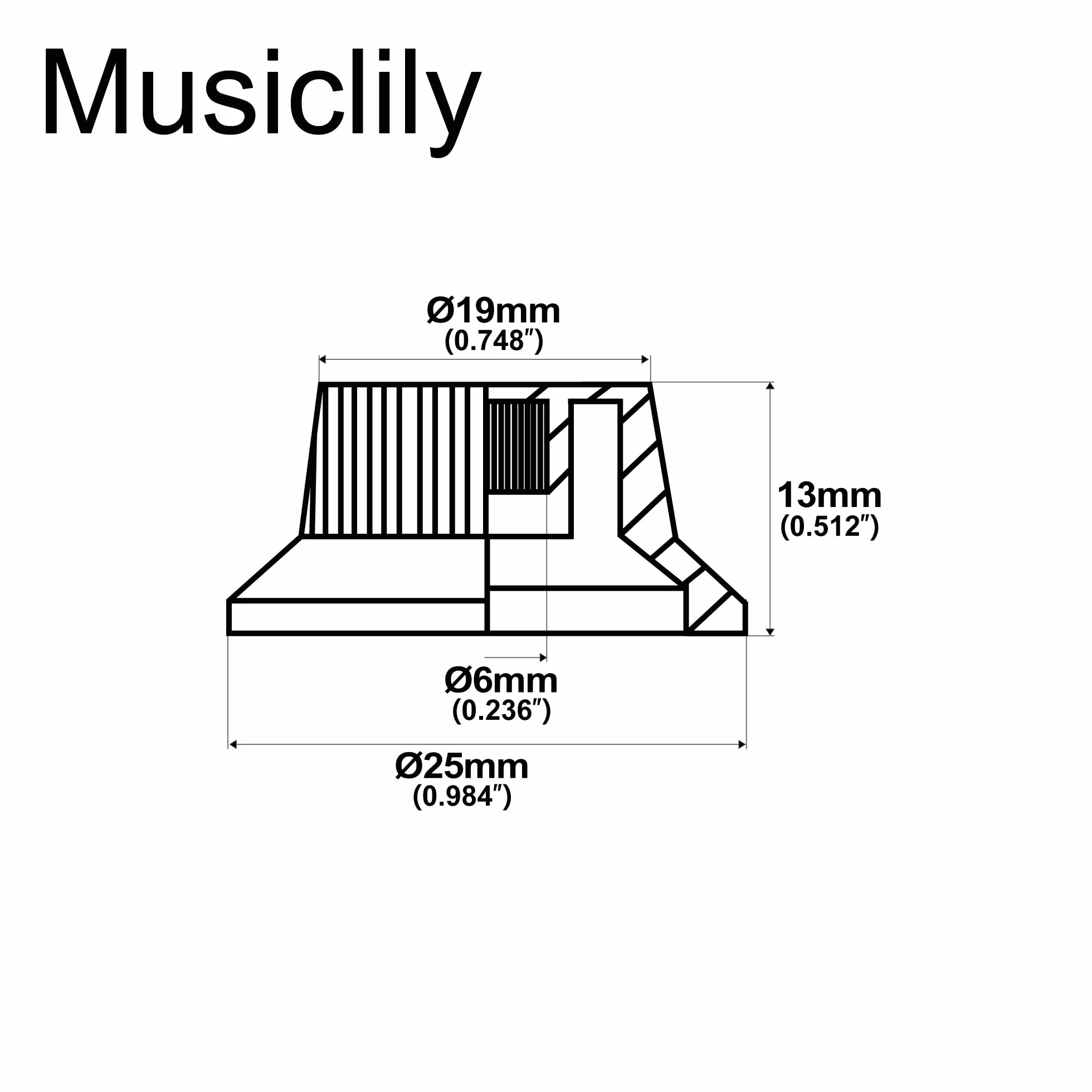 Musiclily Pro Calowa Gałka Potencjometru Strat Knobs 1 Volume 2 Tone do Gitary Elektryczny Typu Stratocaster, Biały(3 szt.)