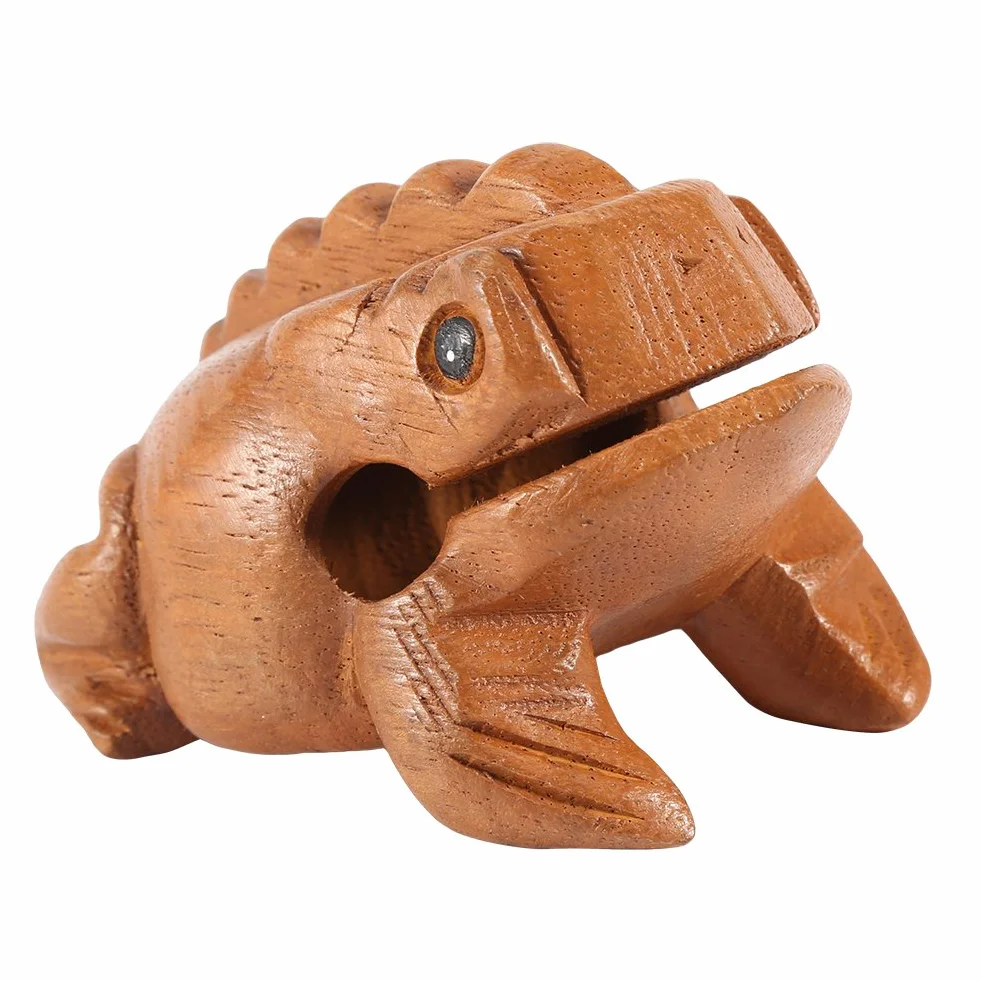 Drewniana Żaba Guiro Rasp Tajlandia Ręcznie Rzeźbiona Drewniana Żaba Guyro Rasp Pazury Zabawka Instrument Muzyczny Glina Blok Naturalne Wykończenie 5 Rozmiarów # 1