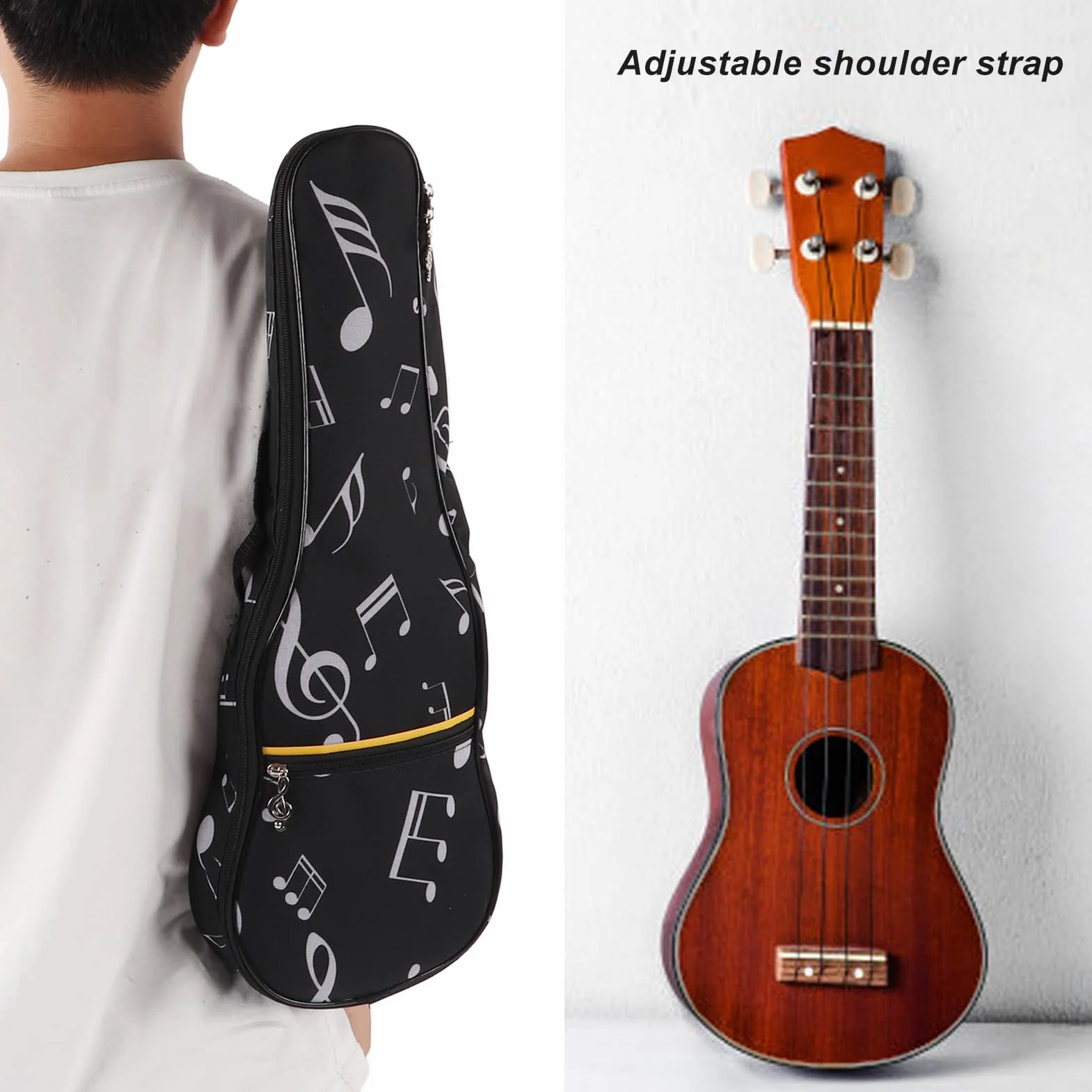 Koncertowe etui na ukulele, wodoodporny regulowany pasek na ramię z kieszenią, torba na gitarę dla dzieci do podróży na świeżym powietrzu