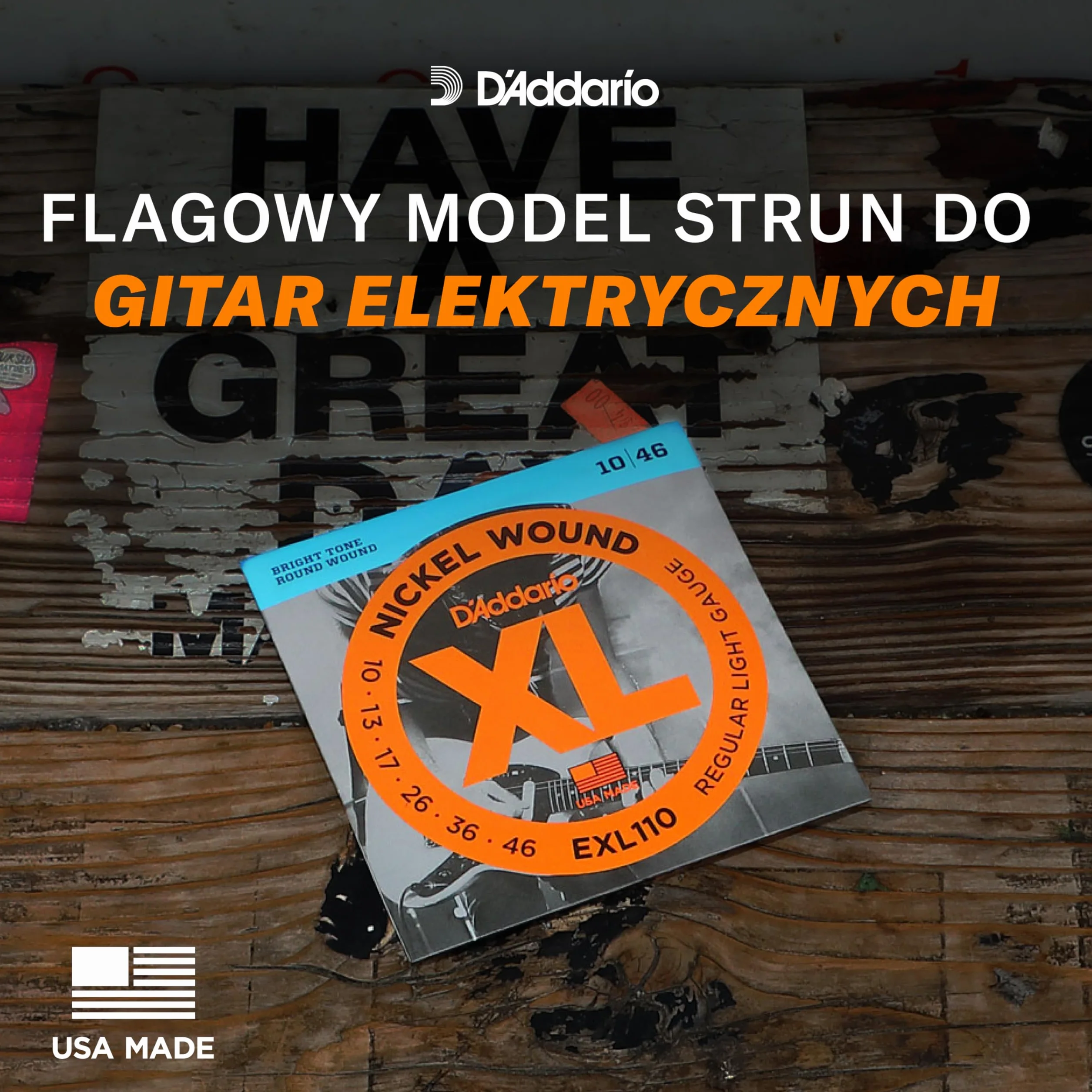 Struny do gitary elektrycznej D'Addario EXL117 Nickel Wound, średnia góra/bardzo ciężki dół, 11-56