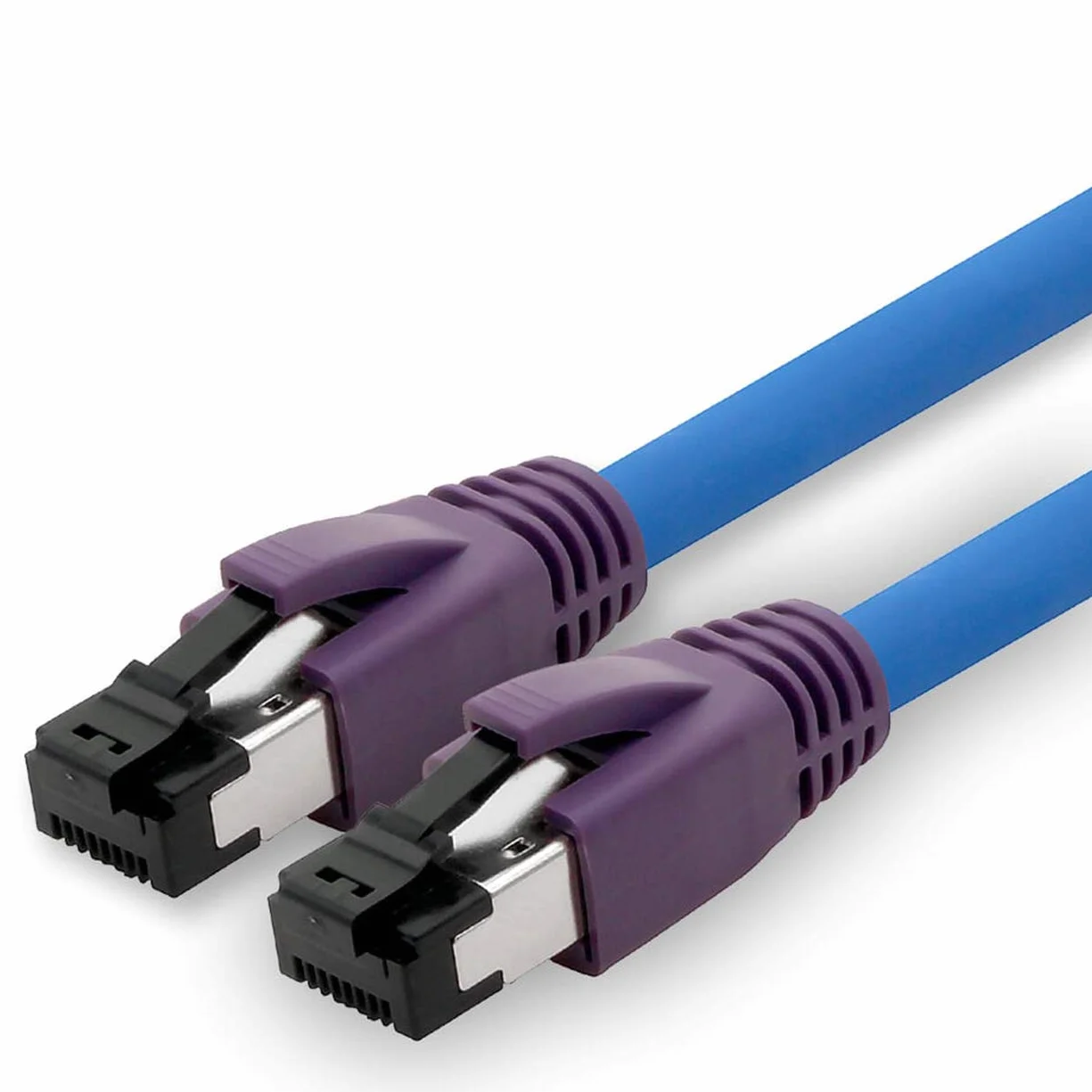 1aTTack.de 2 m kabel sieciowy Cat.8 CAT8 CAT 8 2000 MHz 40 Gbit s 40 GBase-T High End Poe + kabel krosowy Ethernet AWG24 miedziany LSZH niebieski - 1 sztuka 2 m
