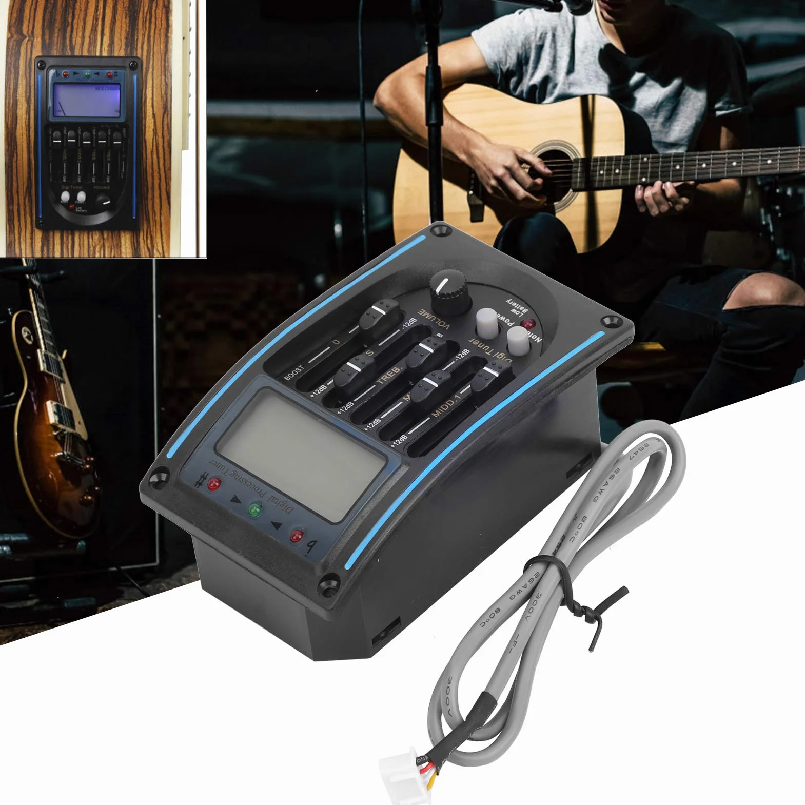 5-pasmowy przetwornik do gitary Korektor EQ Przetwornik piezo z funkcją strojenia wyświetlacza LCD Przedwzmacniacz gitarowy