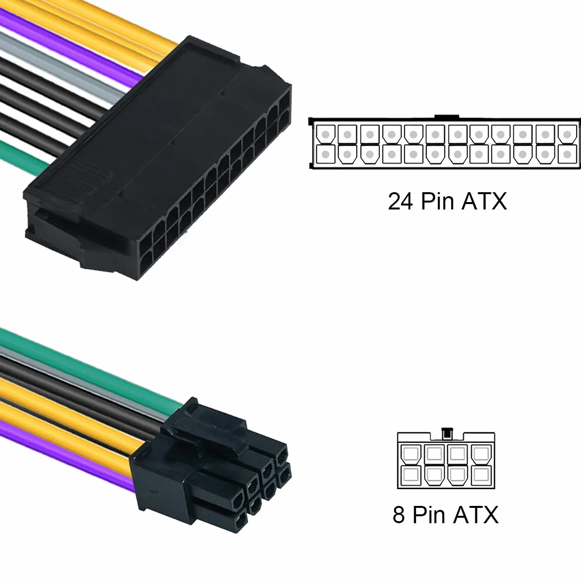 24-pinowy na 8-pinowy ATX, kabel zasilacza PSU do płyt głównych DELL Optiplex 3020 7020 9020 30 cm 18AWG