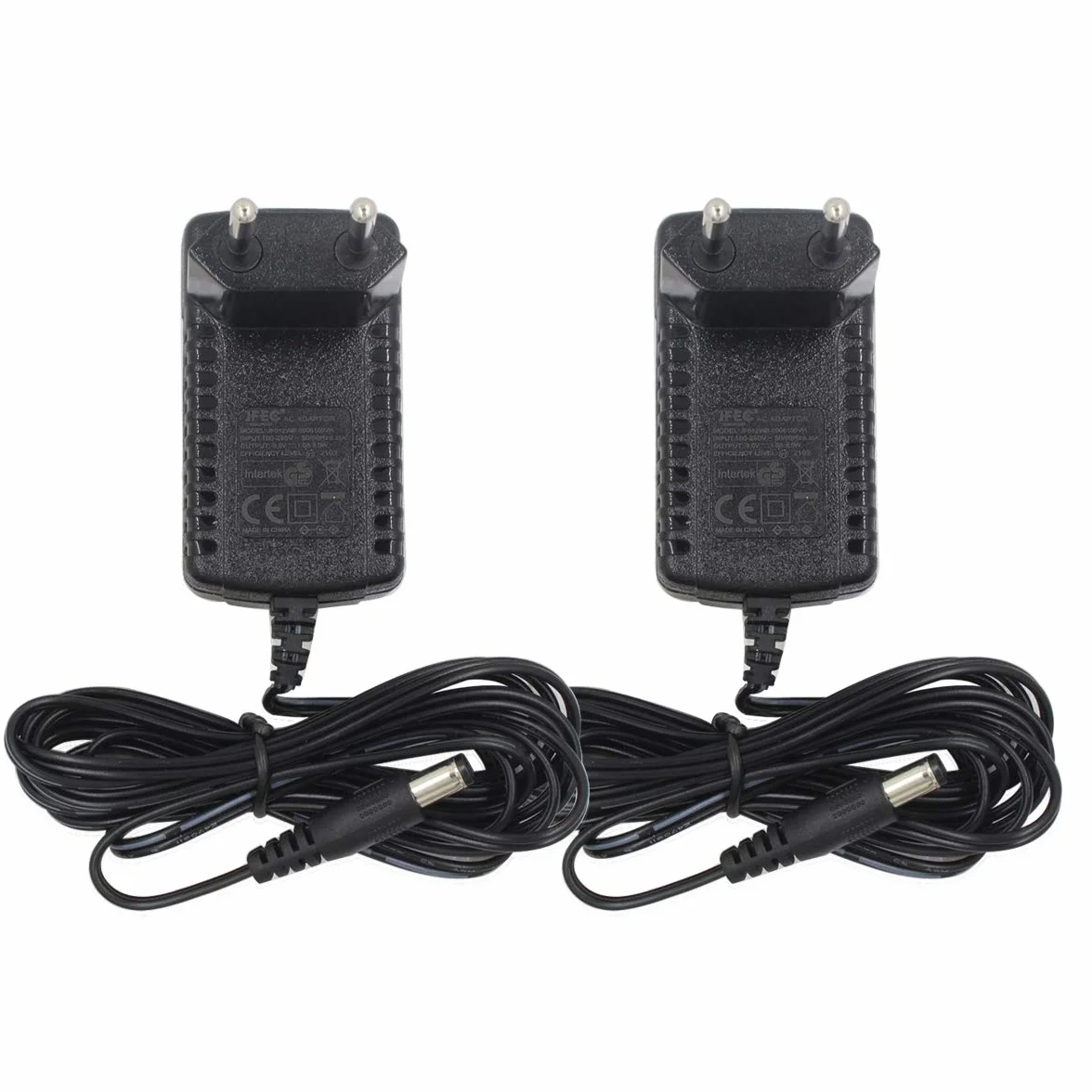 2-pak DC 9 V 1 A adapter zasilający, wtyczka 5,5 mm x 2,1 mm, średni dodatni
