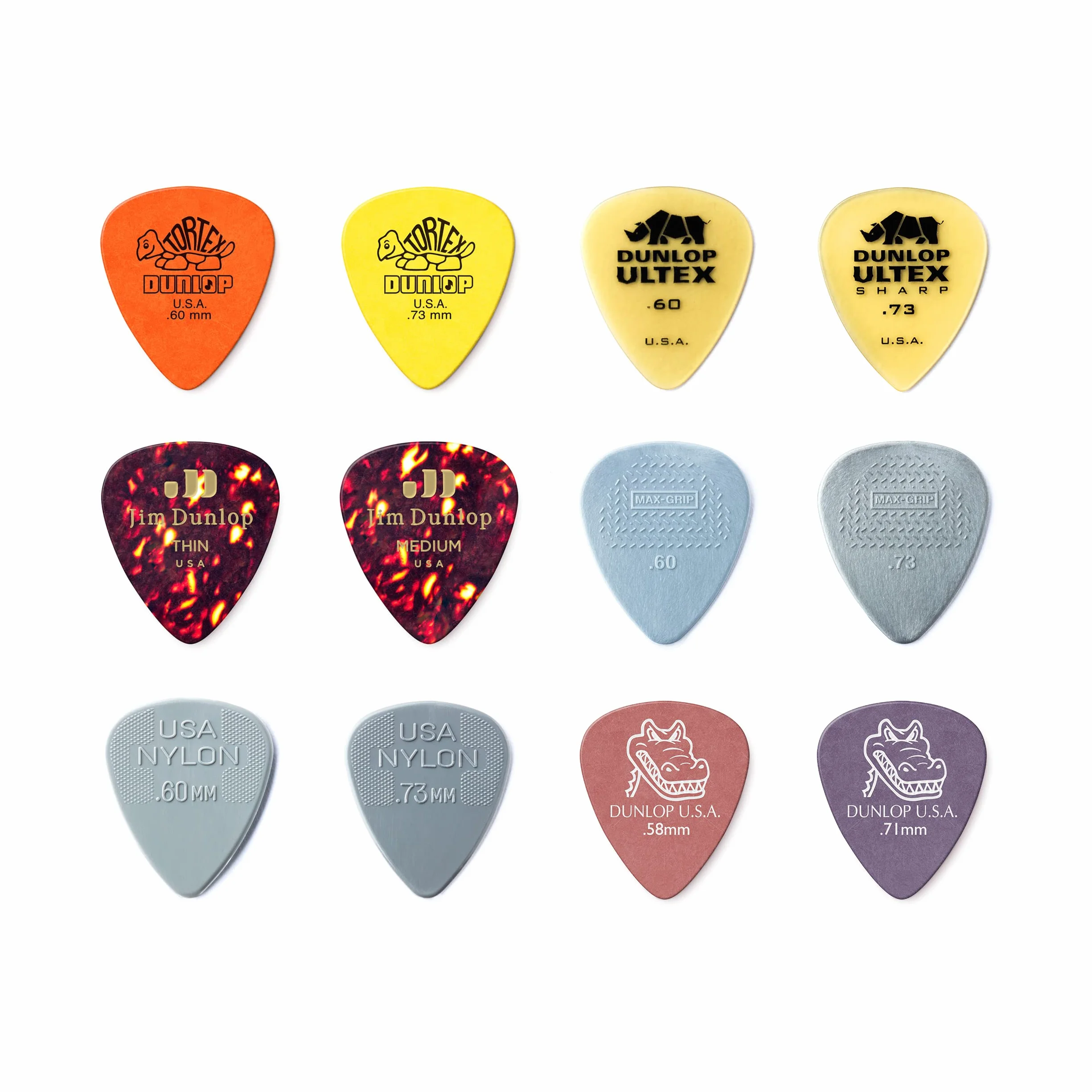Jim Dunlop PVP101 Variety Pack Kostki do Gitary, Wielokolorowy, Light/Medium, 12 Sztuk