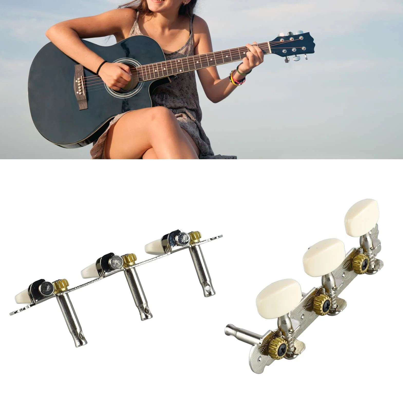 Klucze do gitary, 2-częściowy zestaw kluczy gitarowych, klucze do gitary, klucze, potrójne klucze do gitary akustycznej, akcesoria