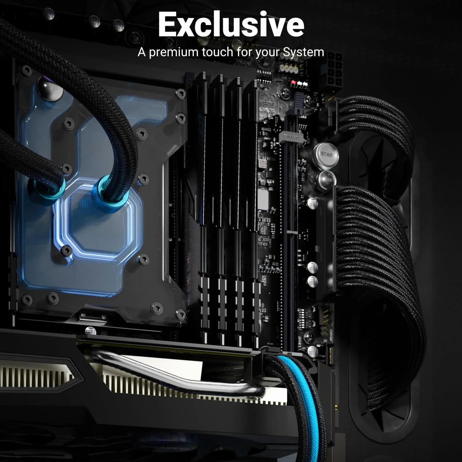 deleyCON 6 Pin PCI Express Karta Graficzna GPU Kabel Zasilający Przedłużacz 30cm - 18 AWG Zasilacz Komputerowy PC Nylonowa Wtyczka do Gniazda - Czarno-Niebieski