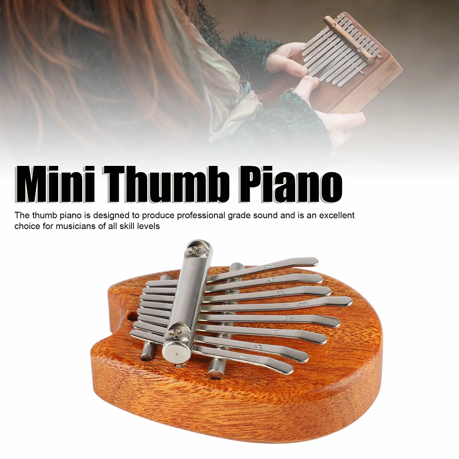 Mini Kalimba, łatwy do Gry, 8-klawiszowy Mini Kciuk Piano dla Dzieci dla Początkujących Przenośny ze smyczą