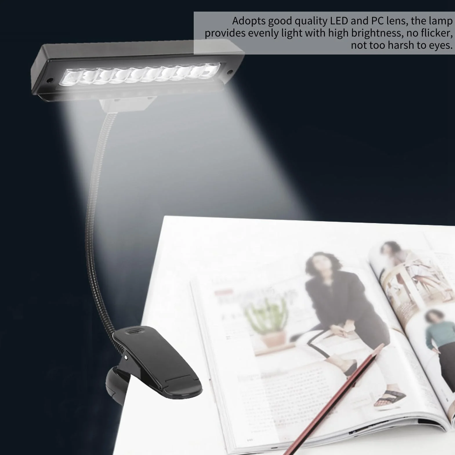 Dilwe Clip On lampa na pulpit Orchestra LED z 360 stopni łabędzia szyjka na biurko stół