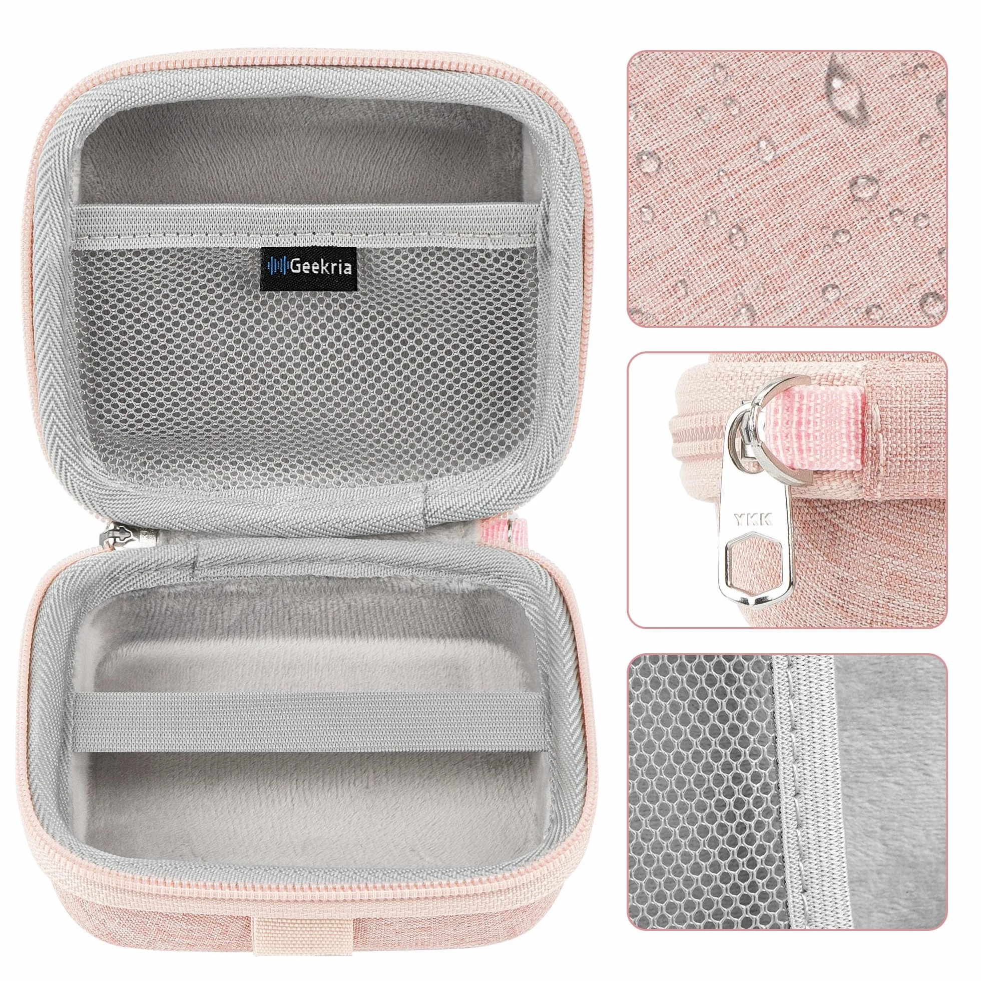 Geekria Shield Speaker Case kompatybilny z JBL Go 5/4/3, Go 3 Eco Cover, pokrowiec twardy ochronny na głośnik, z miejscem na kabel, brelok-karabinek (Różowy)