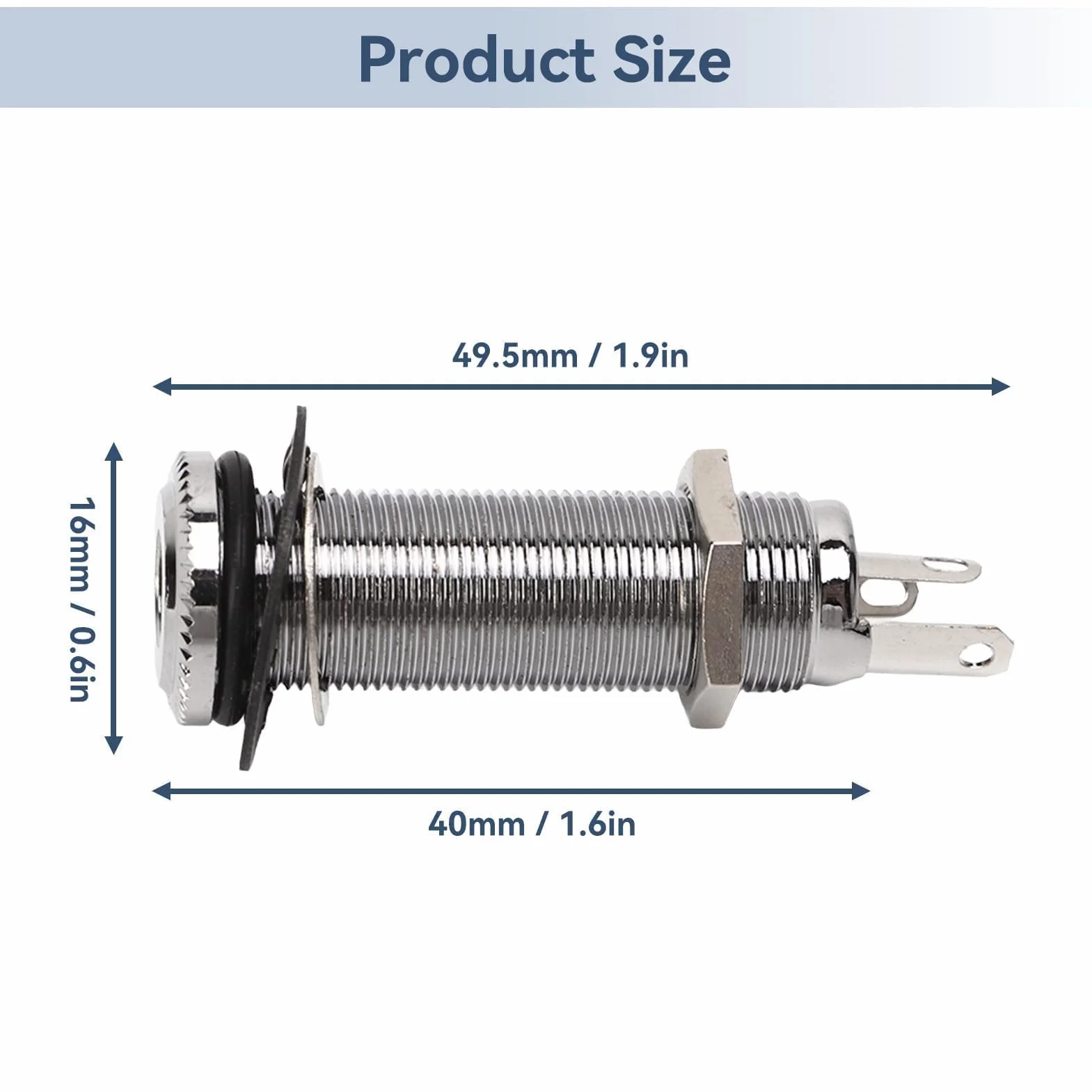 1/4" 6,35 Mm Mosiężny Mono Gitara Basowa Lufa Gniazdo Jack Cylinder Wejście Wyjście Jack Z 3 Pinami Metalowa Stereo Gitara Basowa Lufa Wyjście Jack Wtyczka(srebro)