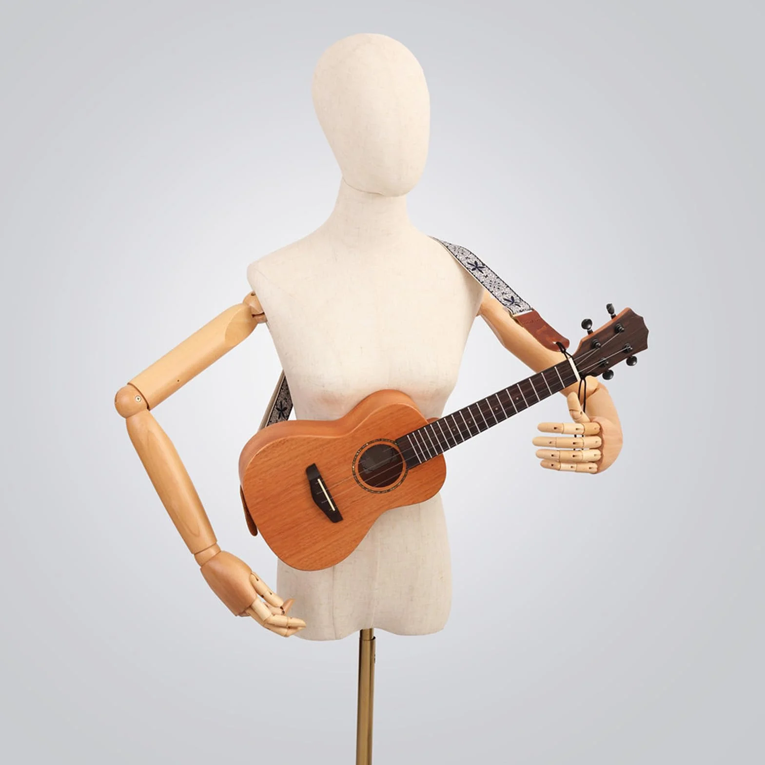 Haftowany Pasek do Ukulele 30,3 do 52,8 Cala Regulowana długość Nylonowa Skóra żakardowy Haft Pasek Gitarowy Pasek na ramię Ukulele (Styl 2)