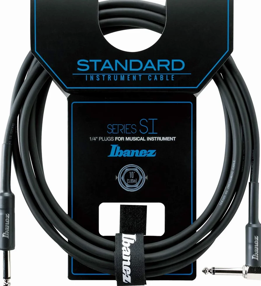 Ibanez SI seria standardowy kabel instrumentalny - wtyczka prosta i kątowa - jack - jack, czarny - 3,05 m / 10 ft - akcesoria gitarowe (SI10L)