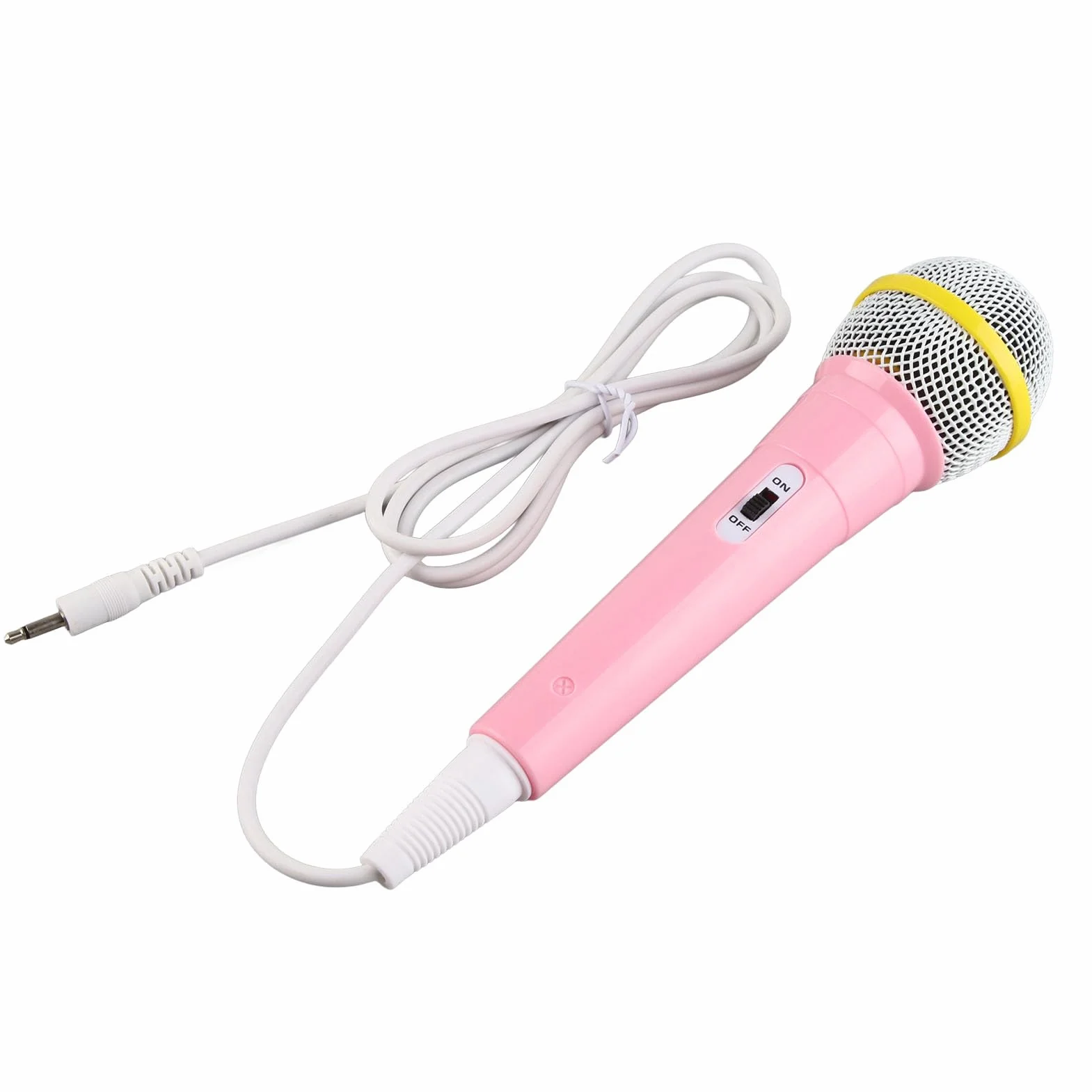 Fydun Kids Mikrofon Przewodowy Wtyczka 3,5 Mm Niskie Zniekształcenia Przenośna Muzyka Dzieci śpiewający Mikrofon do Karaoke Impreza Rodzinna Różowa Rodzina Stosowana