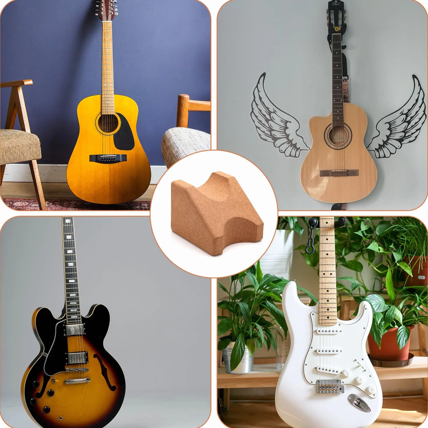 Podpórka Pod gryf, Dwie Wysokosci Drewno Korkowe Uchwyt na Szyje Gitary, Narzedzia Lutnicze, Akcesoria do Instrumentów Smyczkowych, Ukulele, Skrzypce, Banjo, Mandolina