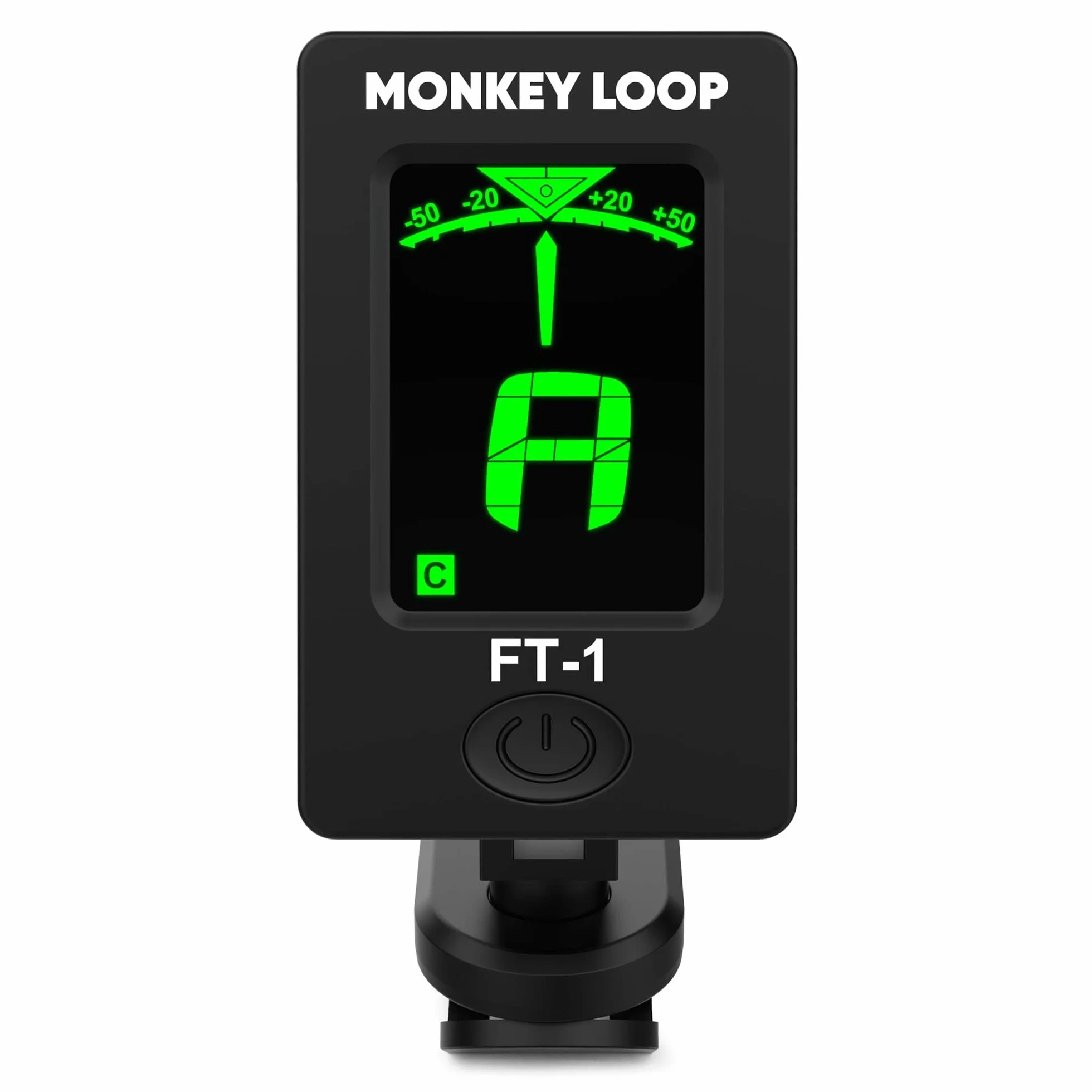 Monkey Loop - FT-1 - stroik gitarowy chromowany - wymiary 50 x 26 x 76 cm - odpowiedni do gitary, basu, skrzypiec i ukuleli - obrotowy LCD - Clear Vision - akcesoria do gitary