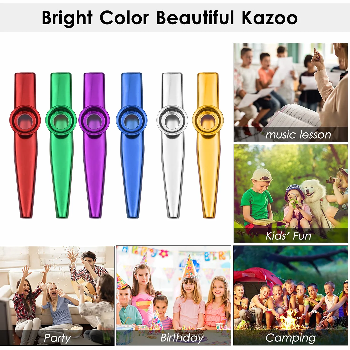 kazoo, instrument muzyczny Kazoo ze stopu aluminium, dla dorosłych, początkujących, instrument muzyczny kazoo