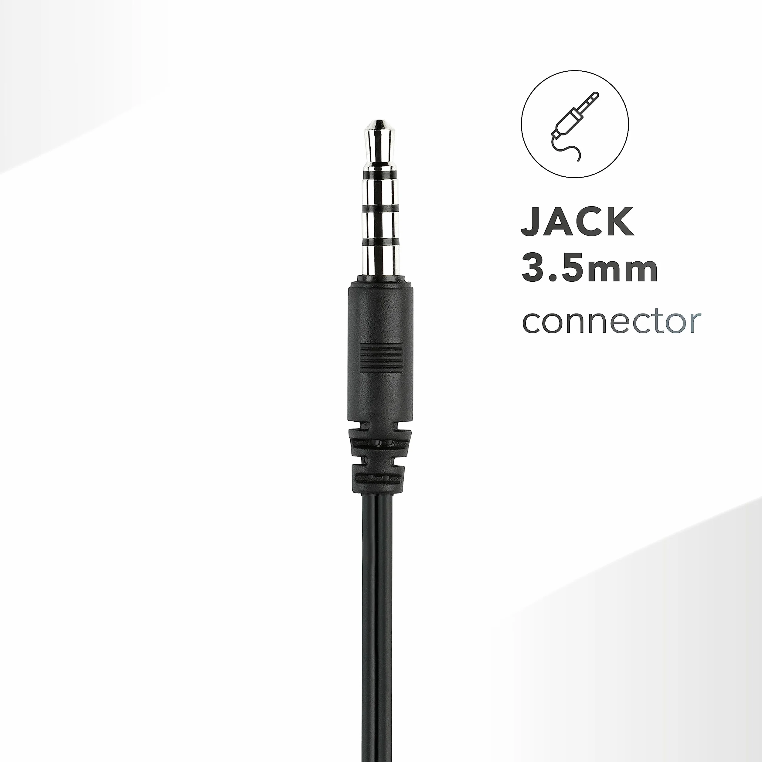 Music Sound | Słuchawki douszne Fullcolor | Przewodowe słuchawki douszne i mikrofonowe - Jack 3,5 mm - kolor czarny