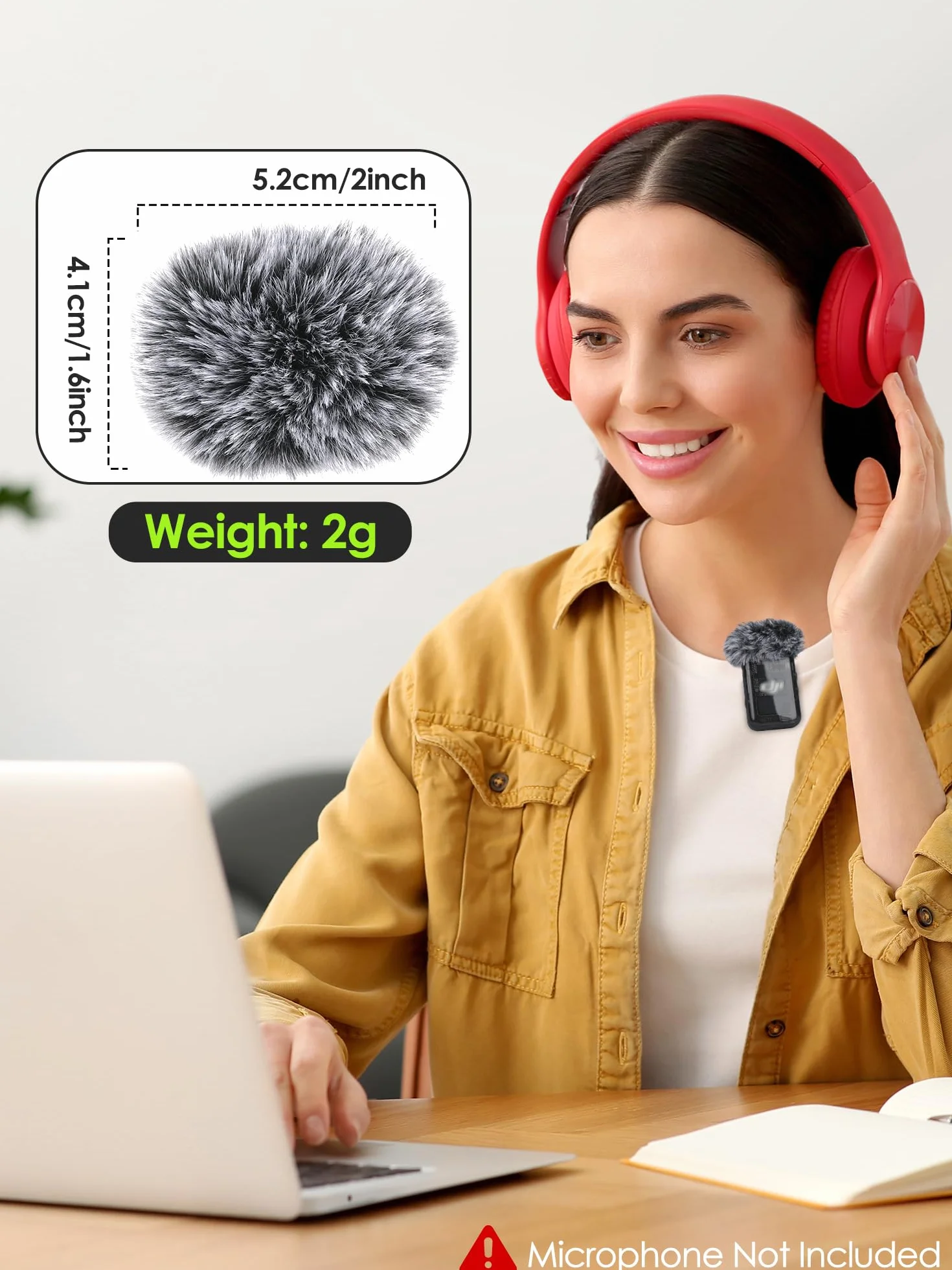 YOUSHARES DJI Mic 2 Mufka przeciwwiatrowa, 2 sztuki, futrzany mikrofon, przednia szyba do DJI Mic 2, bezprzewodowy mikrofon krawatowy do nagrywania rozmów kwalifikacyjnych (czarna)