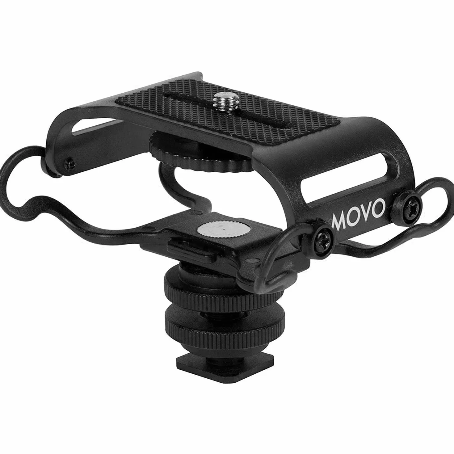 Movo SMM5-B uniwersalny uchwyt do mikrofonu i przenośnego rejestratora - pasuje do Zoom H1n, H2n, H4n, H5, H6, Tascam DR-40x, DR-05x, DR-07x i innych ze śrubą montażową 1/4" (czarny)