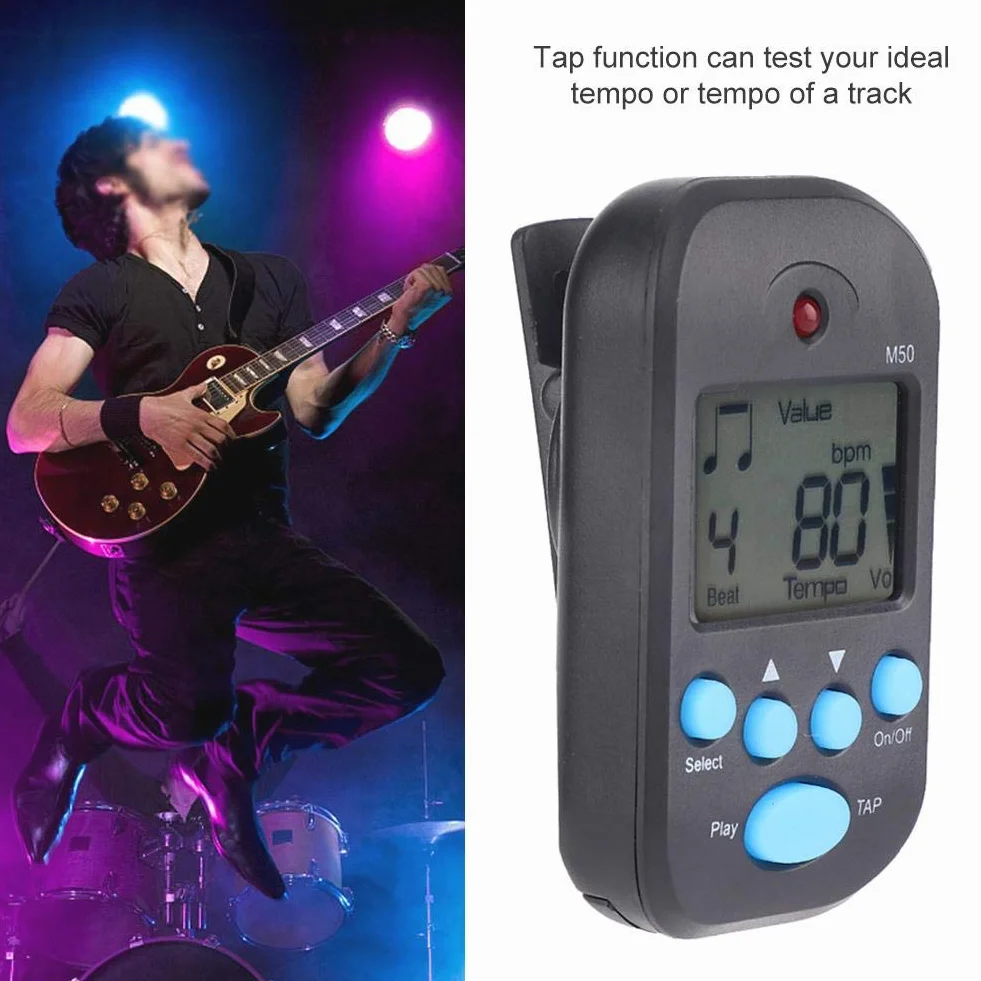 Metronom LCD, przenośny metronom, plastikowy klips na instrumencie muzycznym akcesoria gitara fortepian skrzypce saksofon